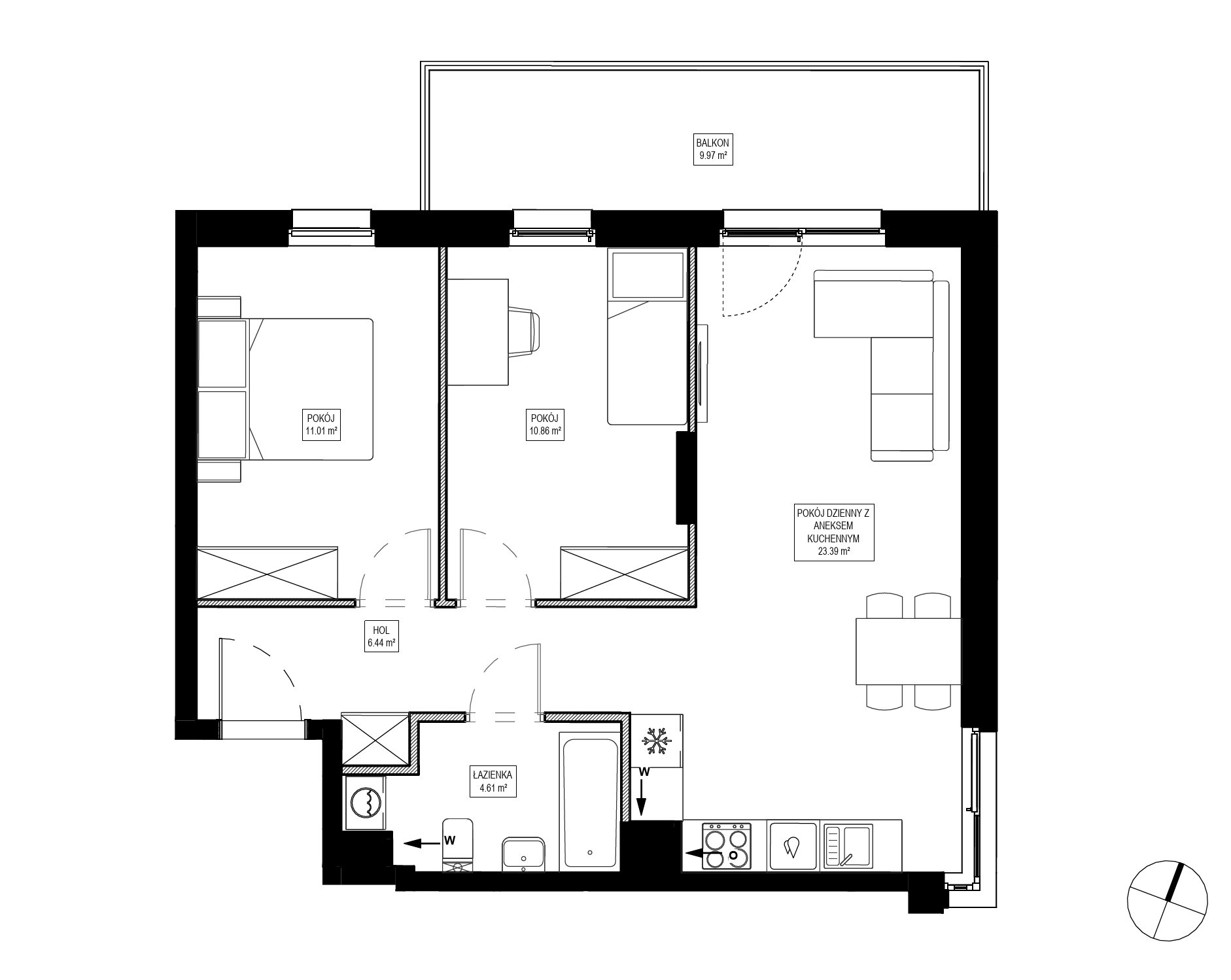 Plan 3 pok. 56m²