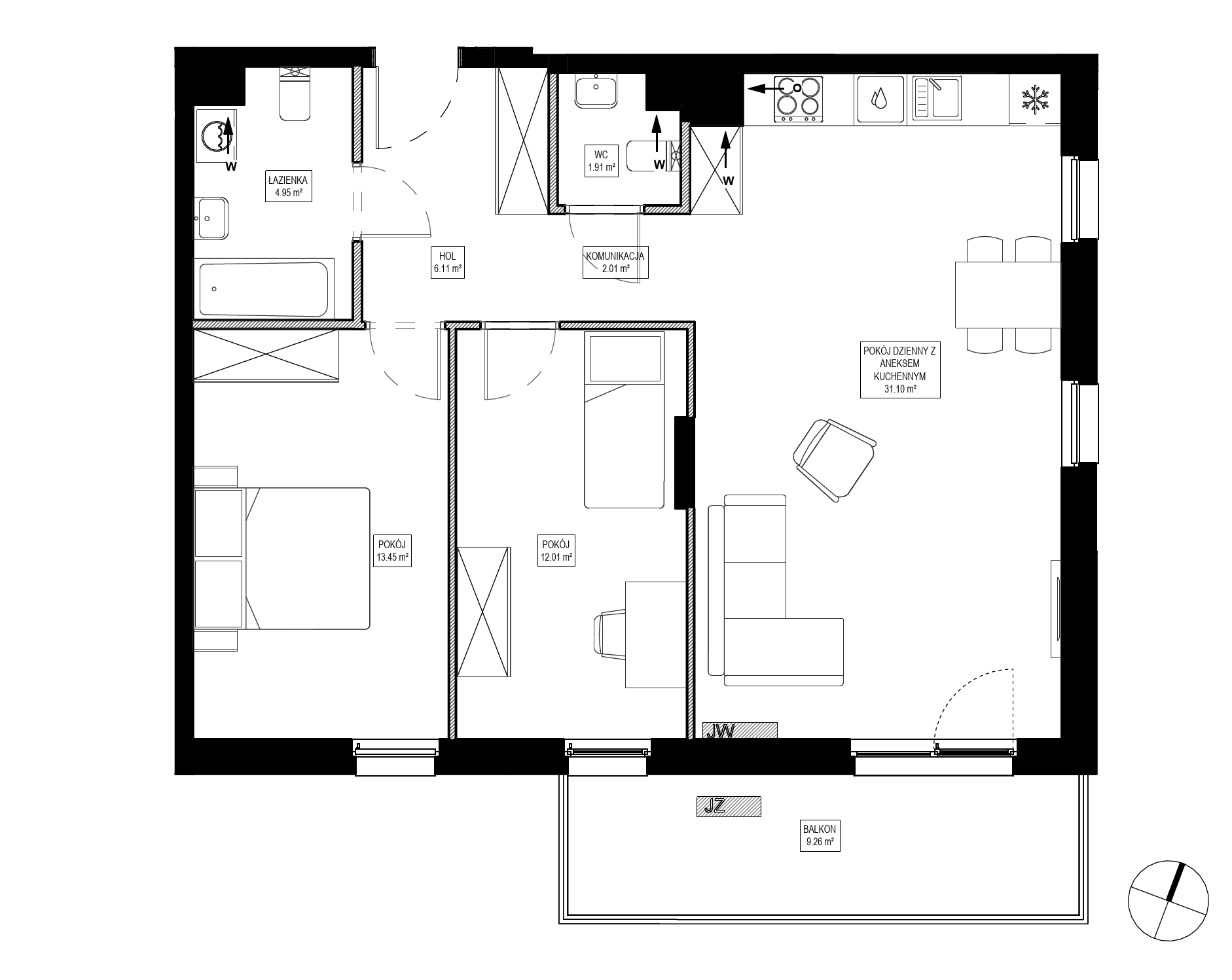 Plan 3 pok. 72m²