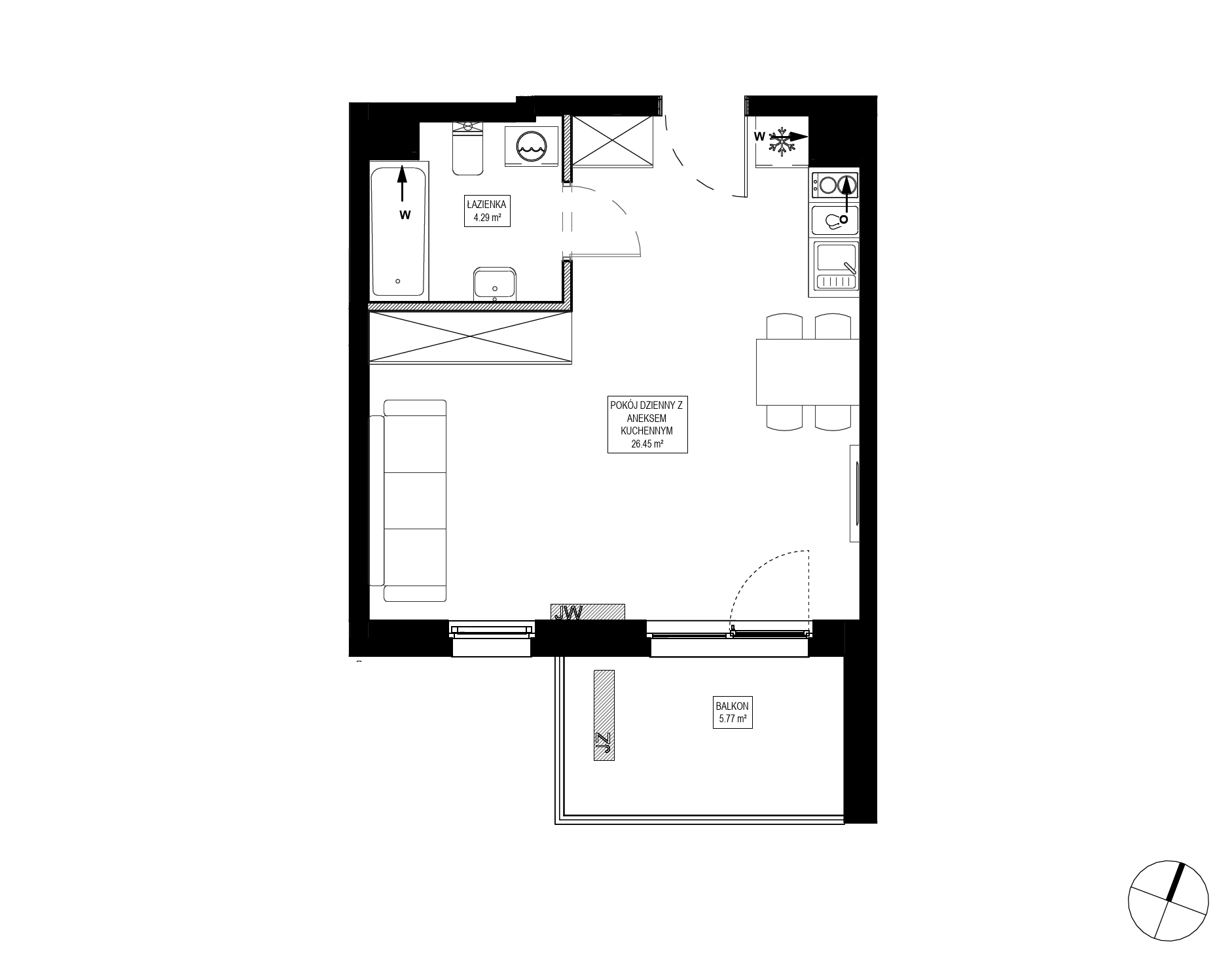 Plan 1 pok. 31m²