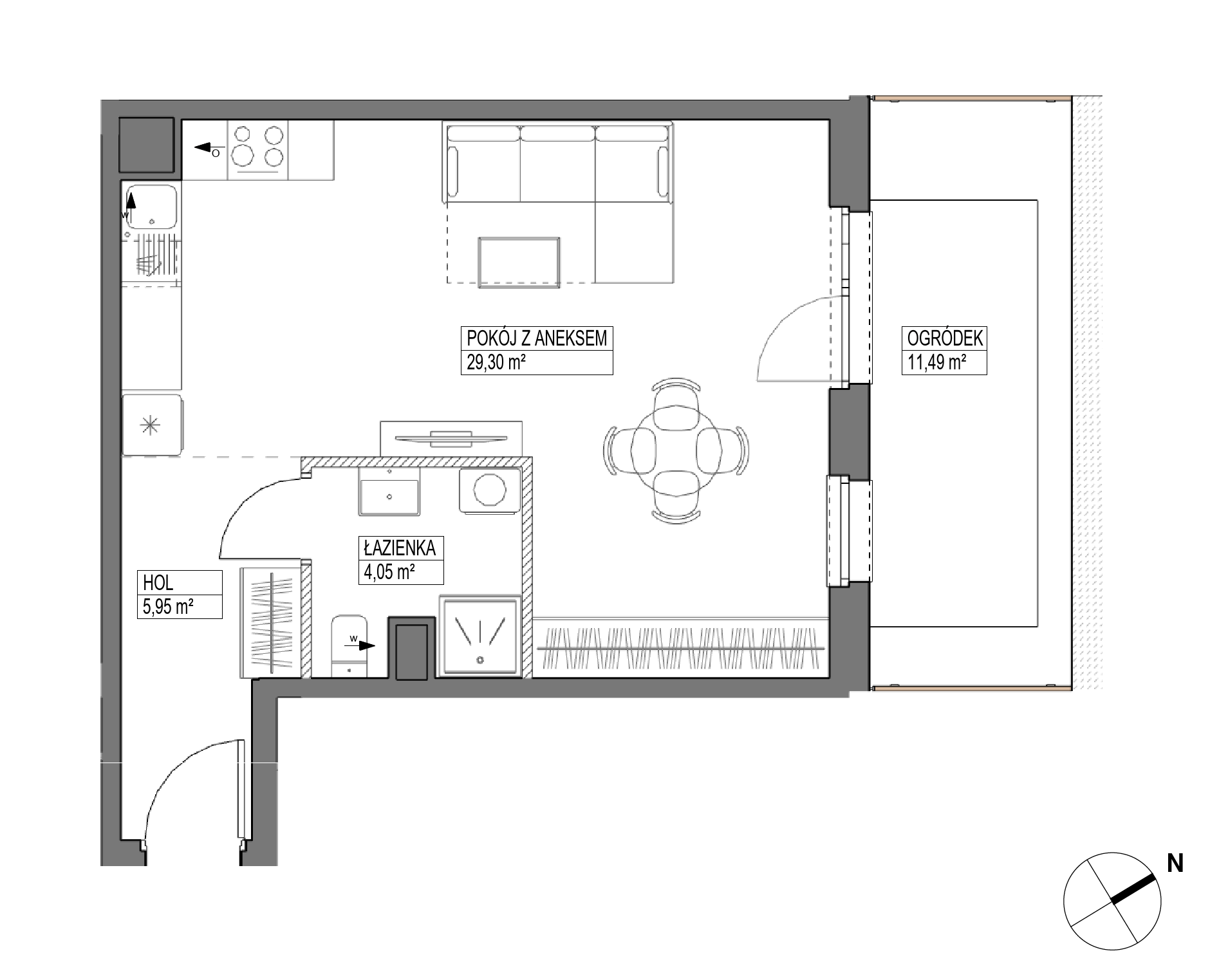 Plan 1 pok. 39m²