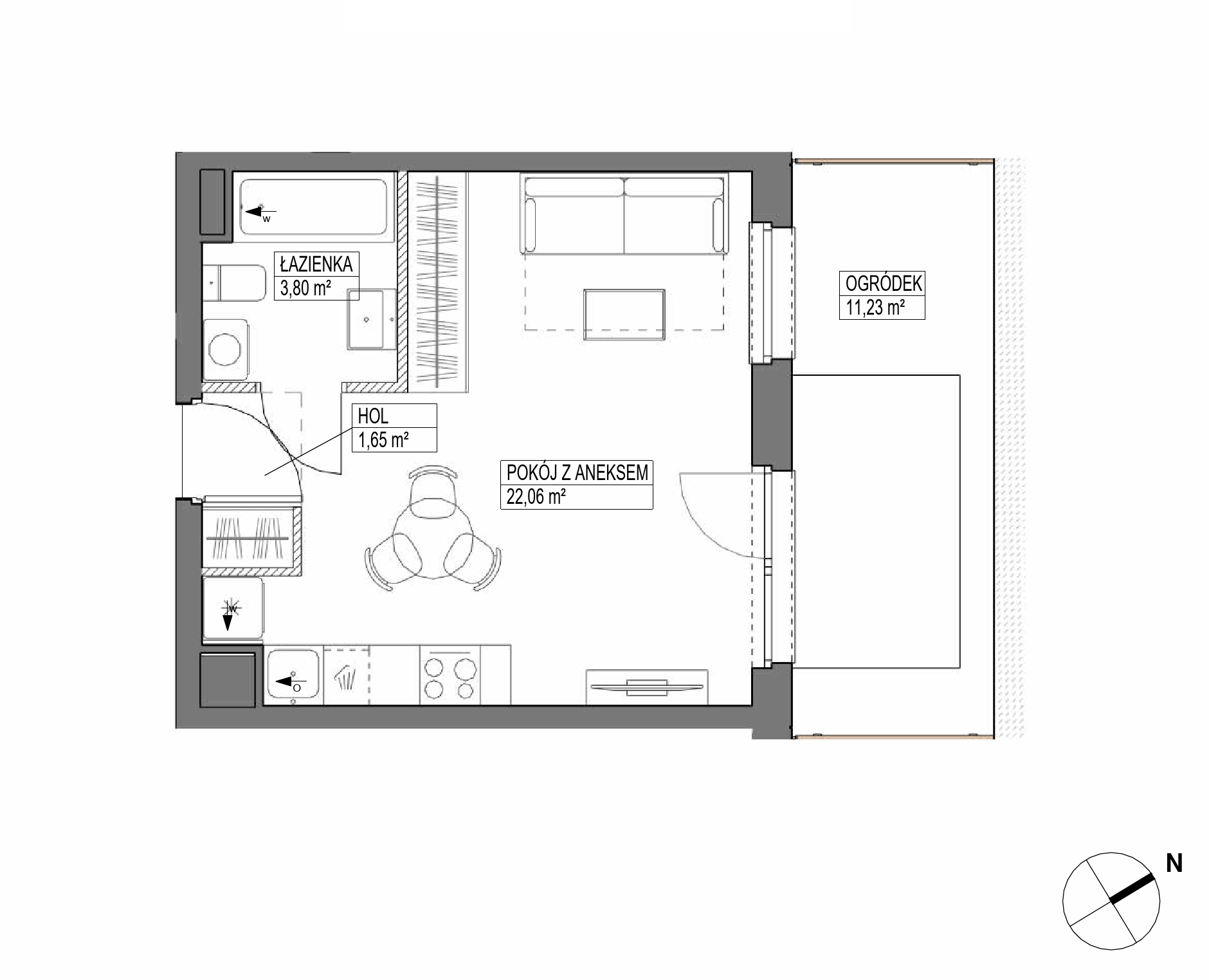 Plan 1 pok. 28m²