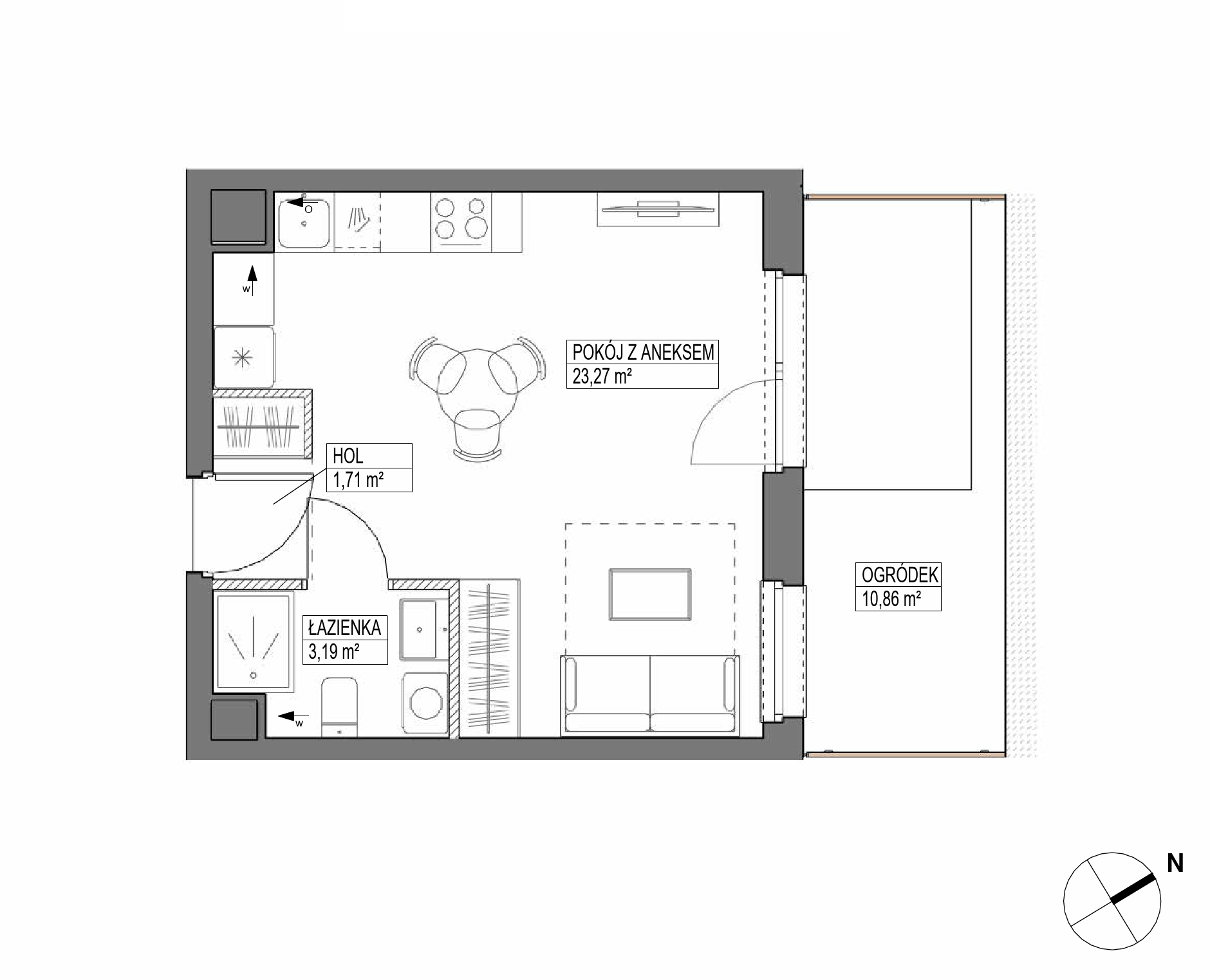 Plan 1 pok. 28m²