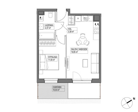 Plan 2 pok. 39m²