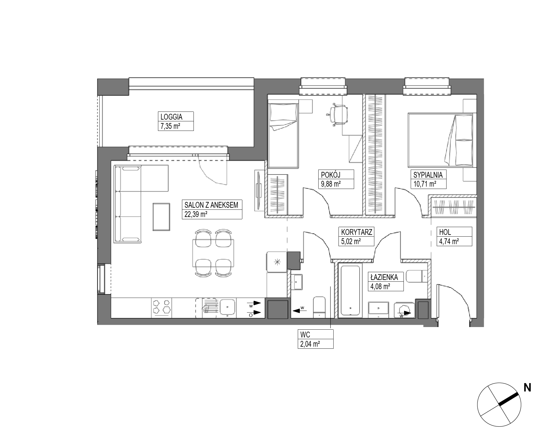 Plan 3 pok. 59m²