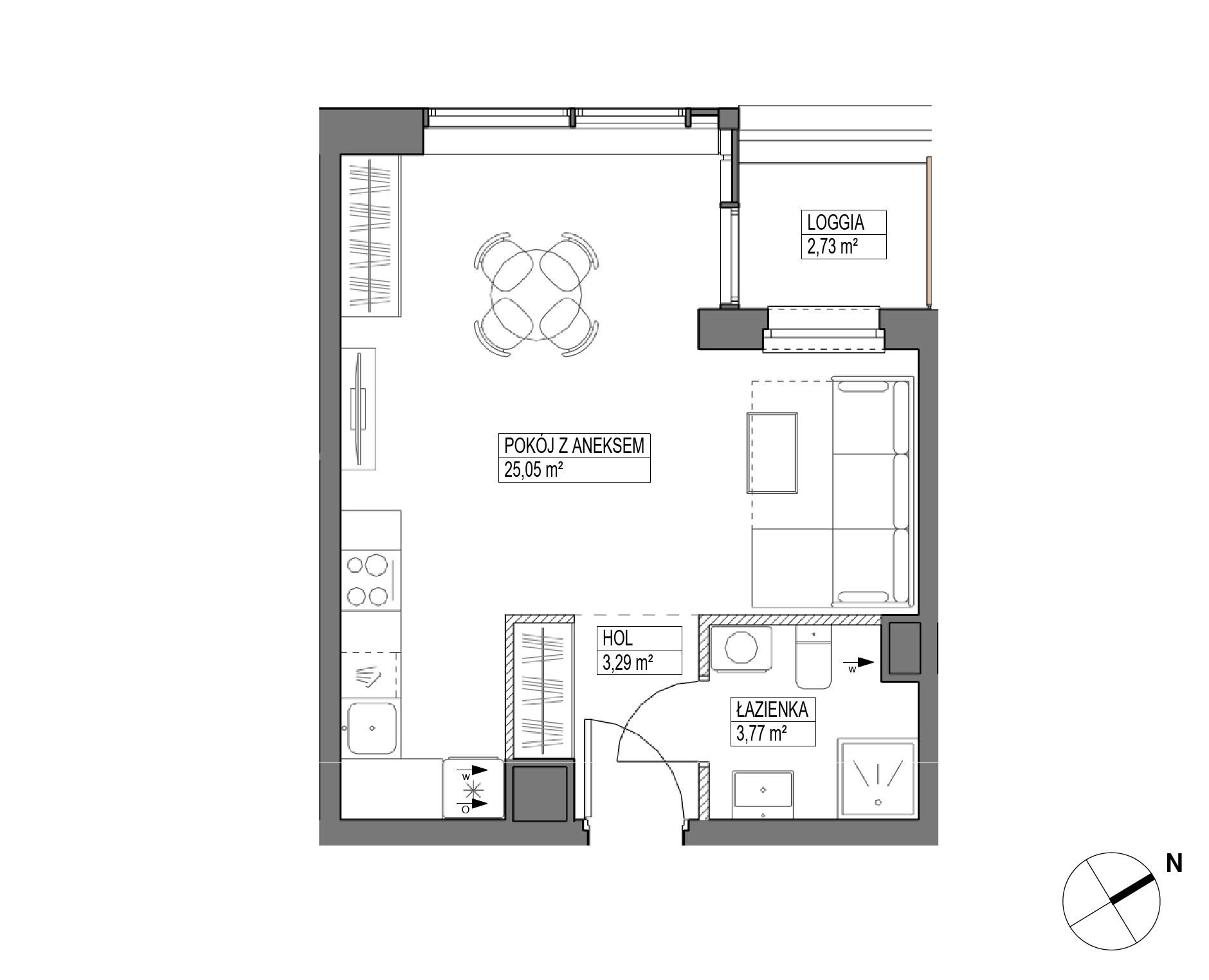 Plan 1 pok. 32m²