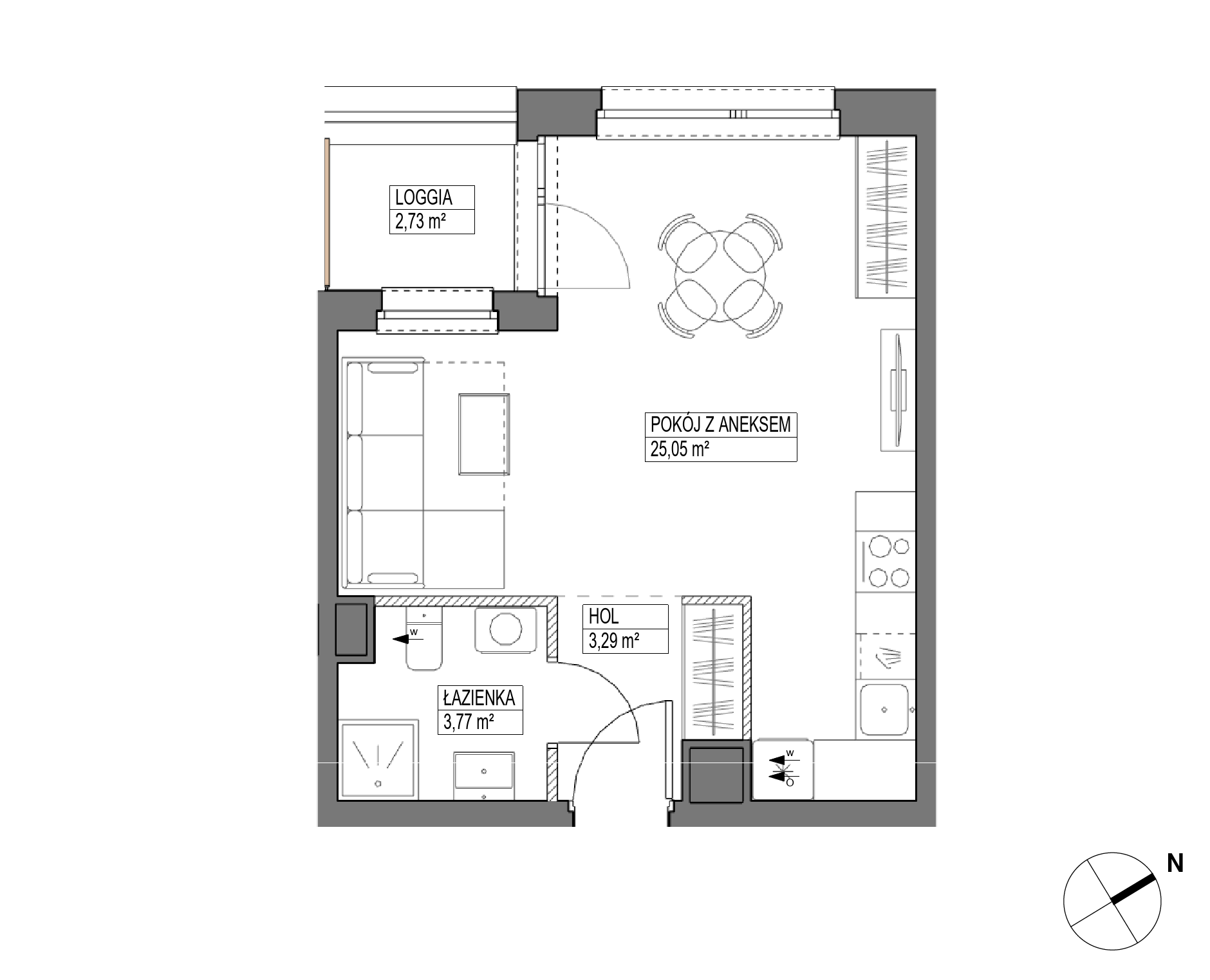 Plan 1 pok. 32m²