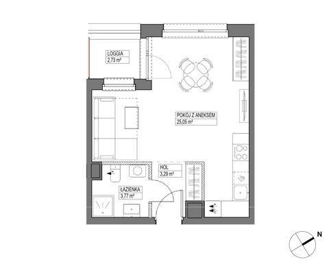 Plan 1 pok. 32m²