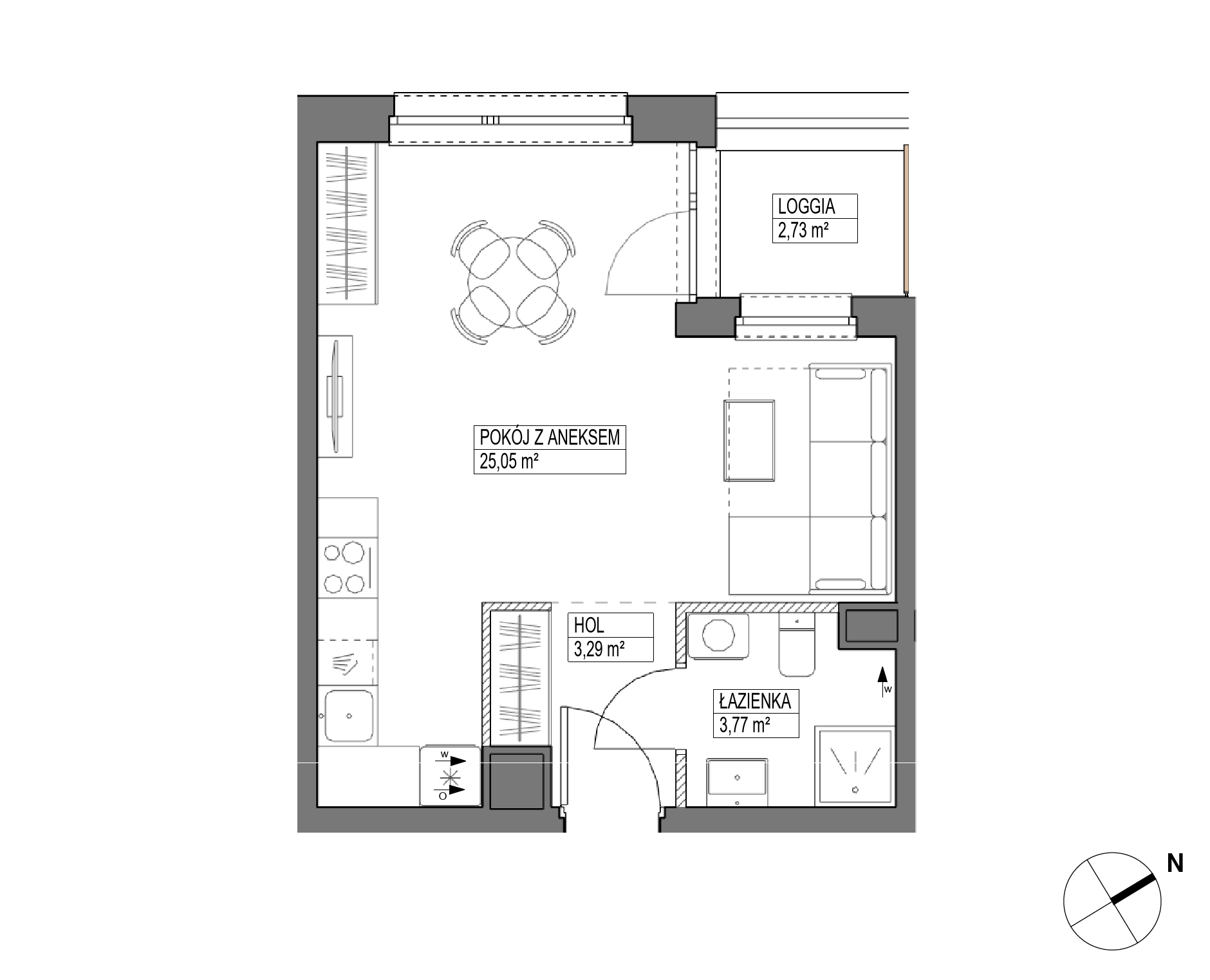 Plan 1 pok. 32m²