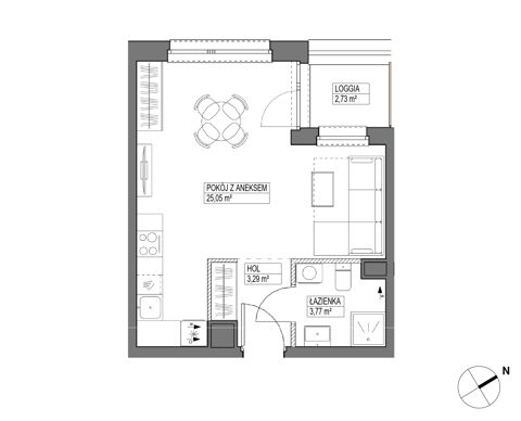 Plan 1 pok. 32m²