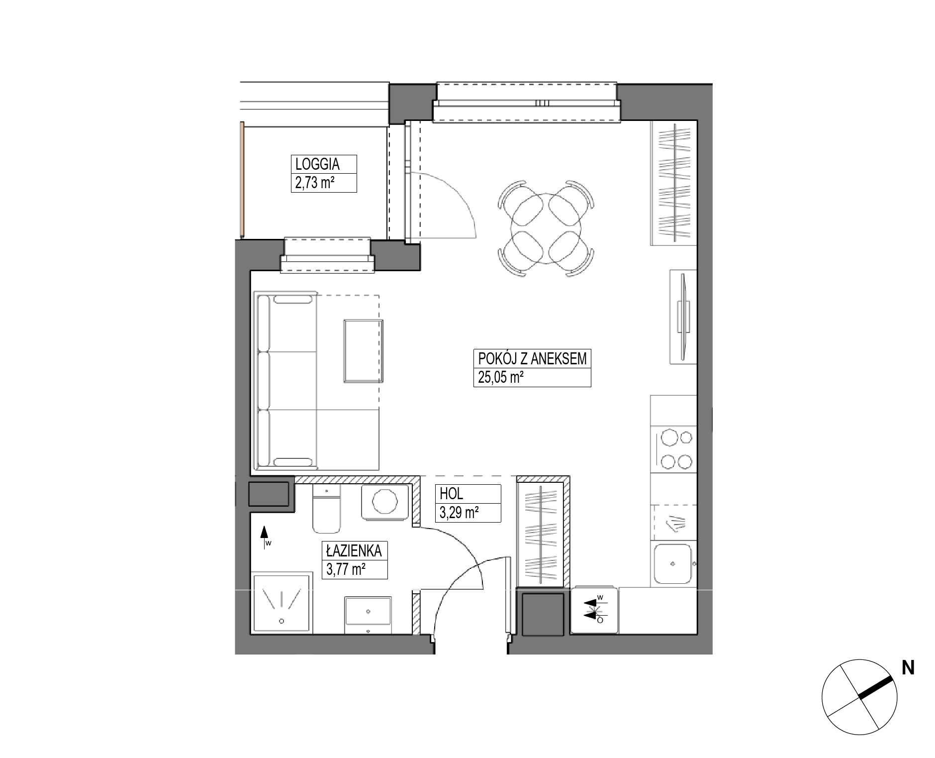 Plan 1 pok. 32m²