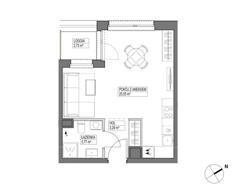 Plan 1 pok. 32m²