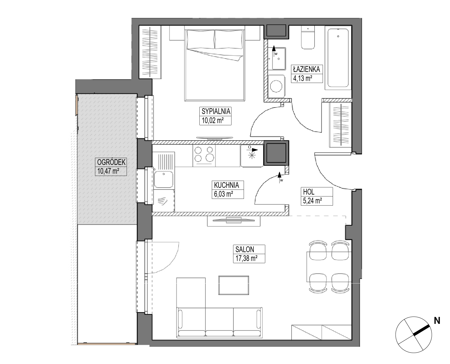 Plan 2 pok. 43m²