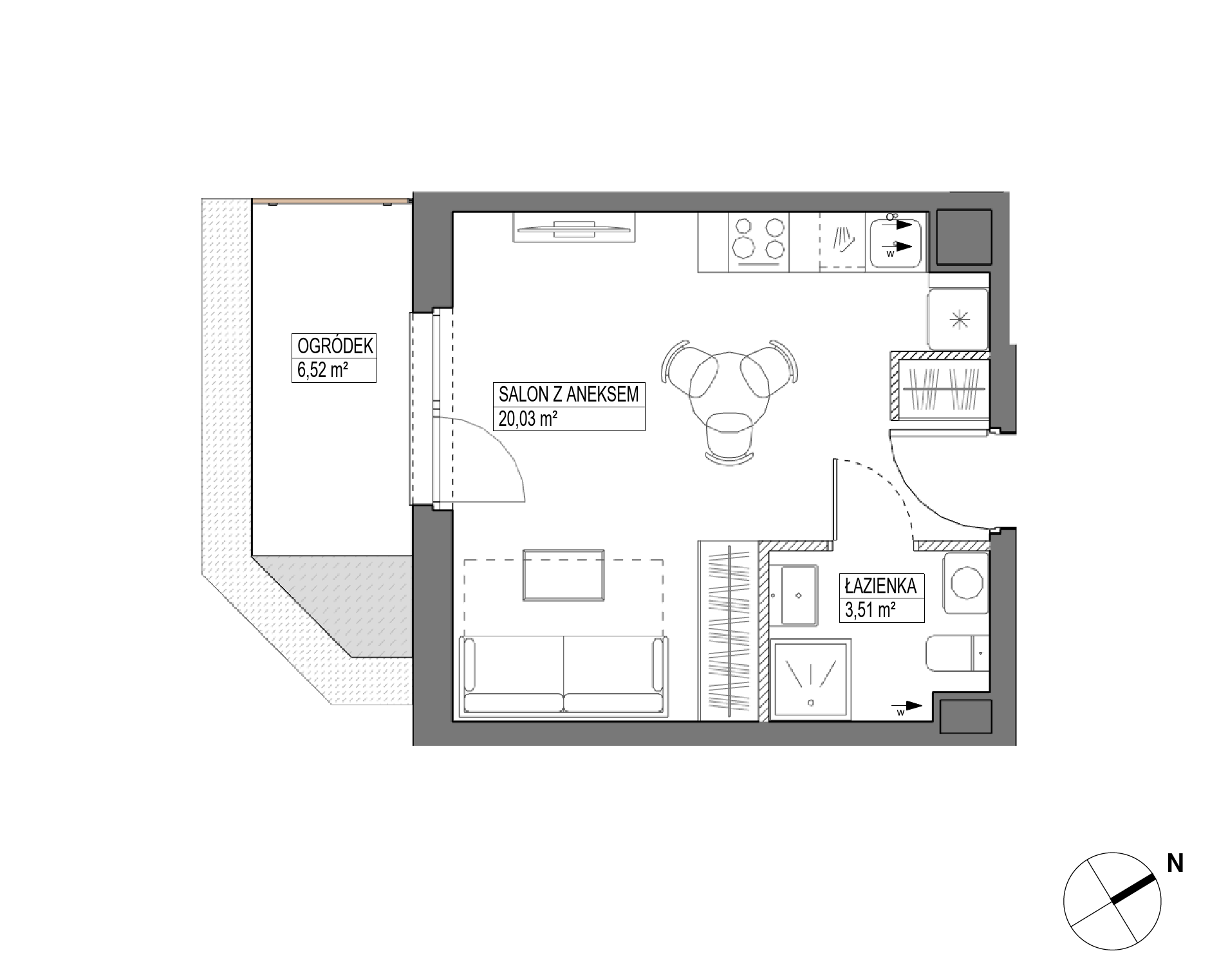 Plan 1 pok. 26m²