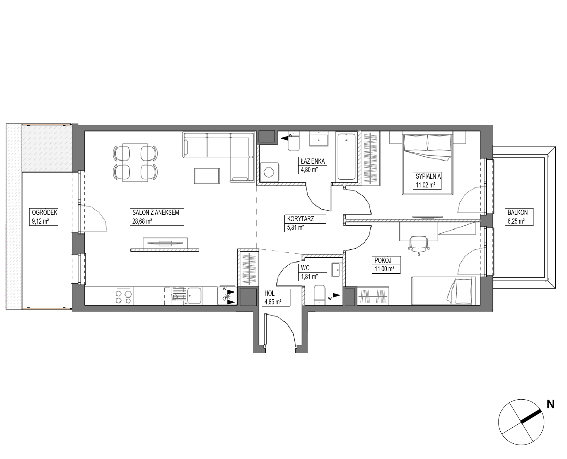 Plan 3 pok. 68m²