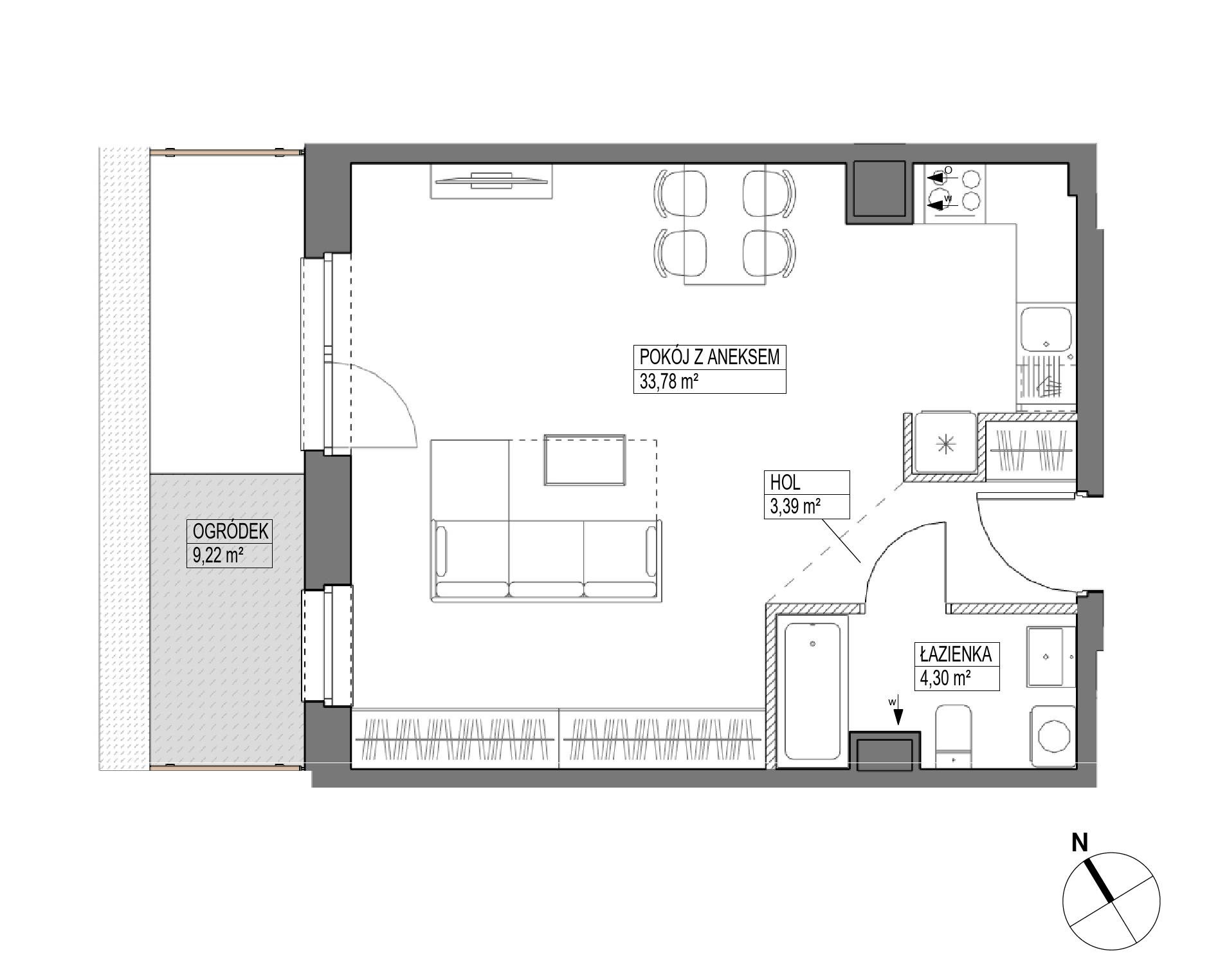 Plan 1 pok. 41m²