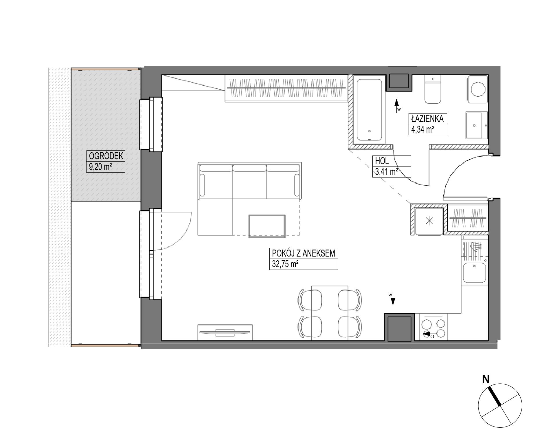 Plan 1 pok. 41m²