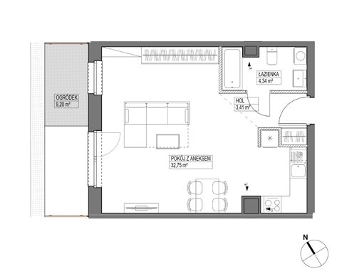 Plan 1 pok. 41m²