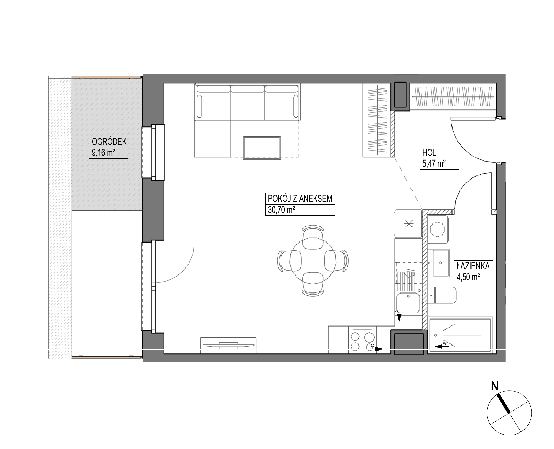 Plan 1 pok. 41m²