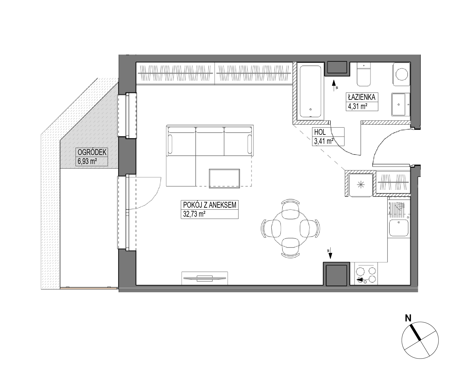 Plan 1 pok. 40m²