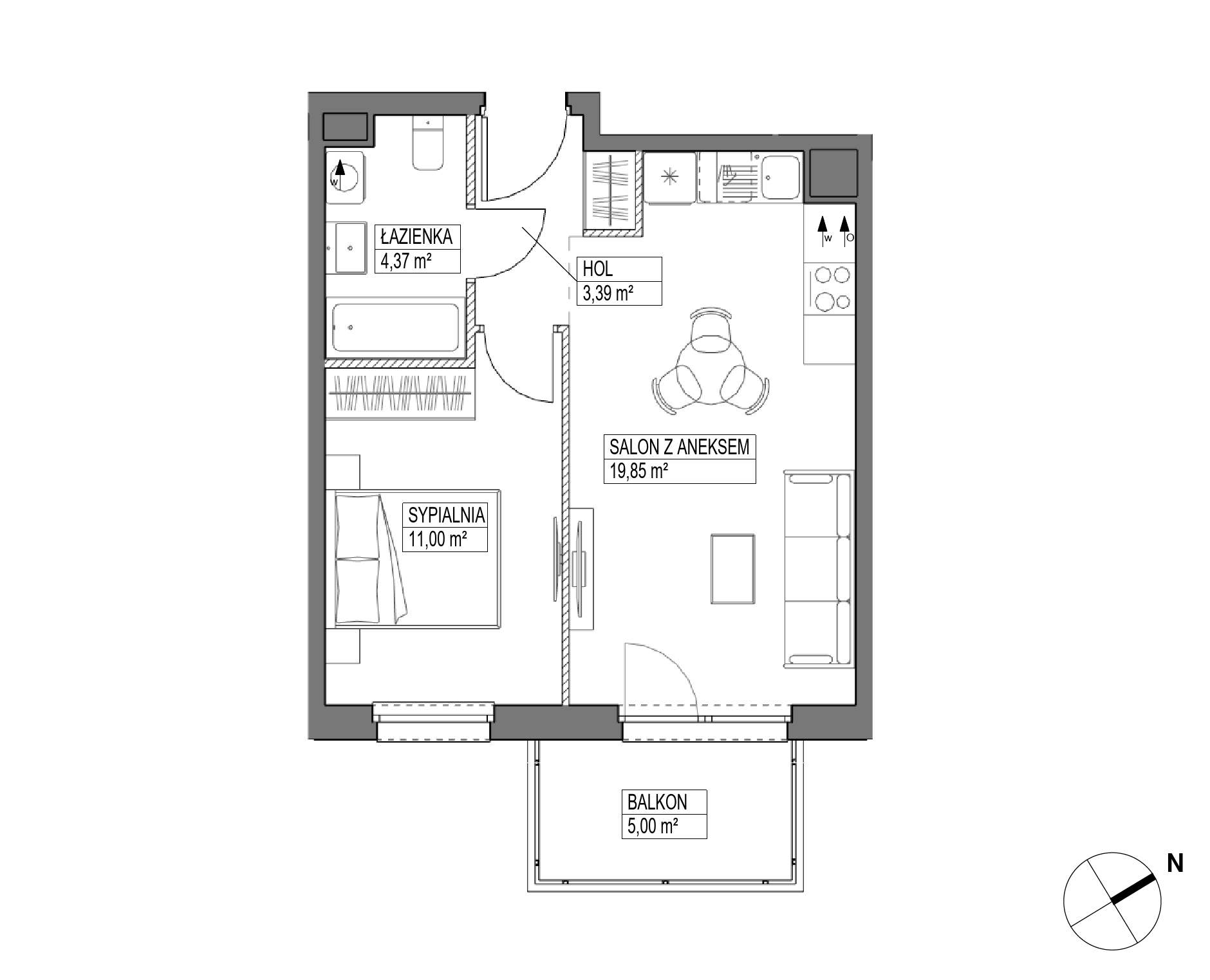 Plan 2 pok. 39m²