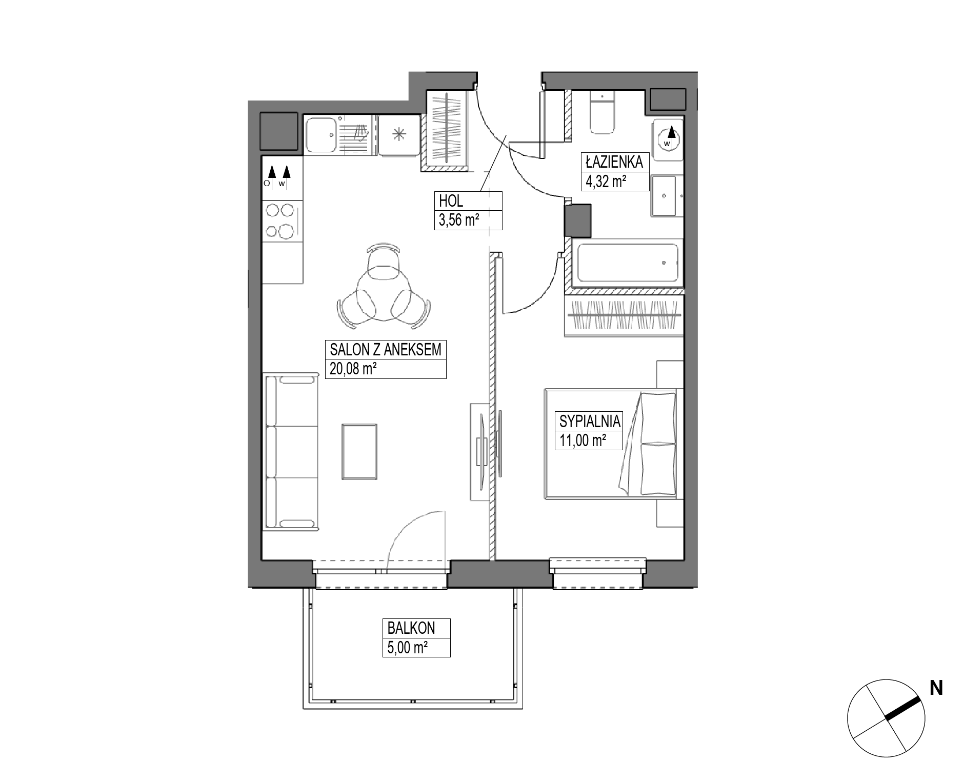 Plan 2 pok. 39m²
