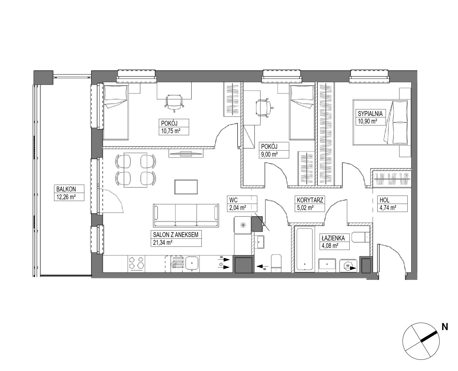Plan 4 pok. 68m²
