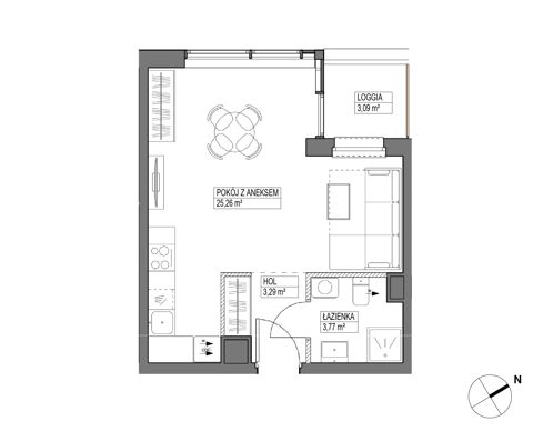 Plan 1 pok. 32m²