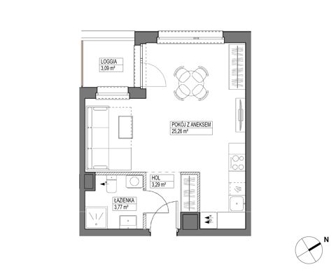 Plan 1 pok. 32m²