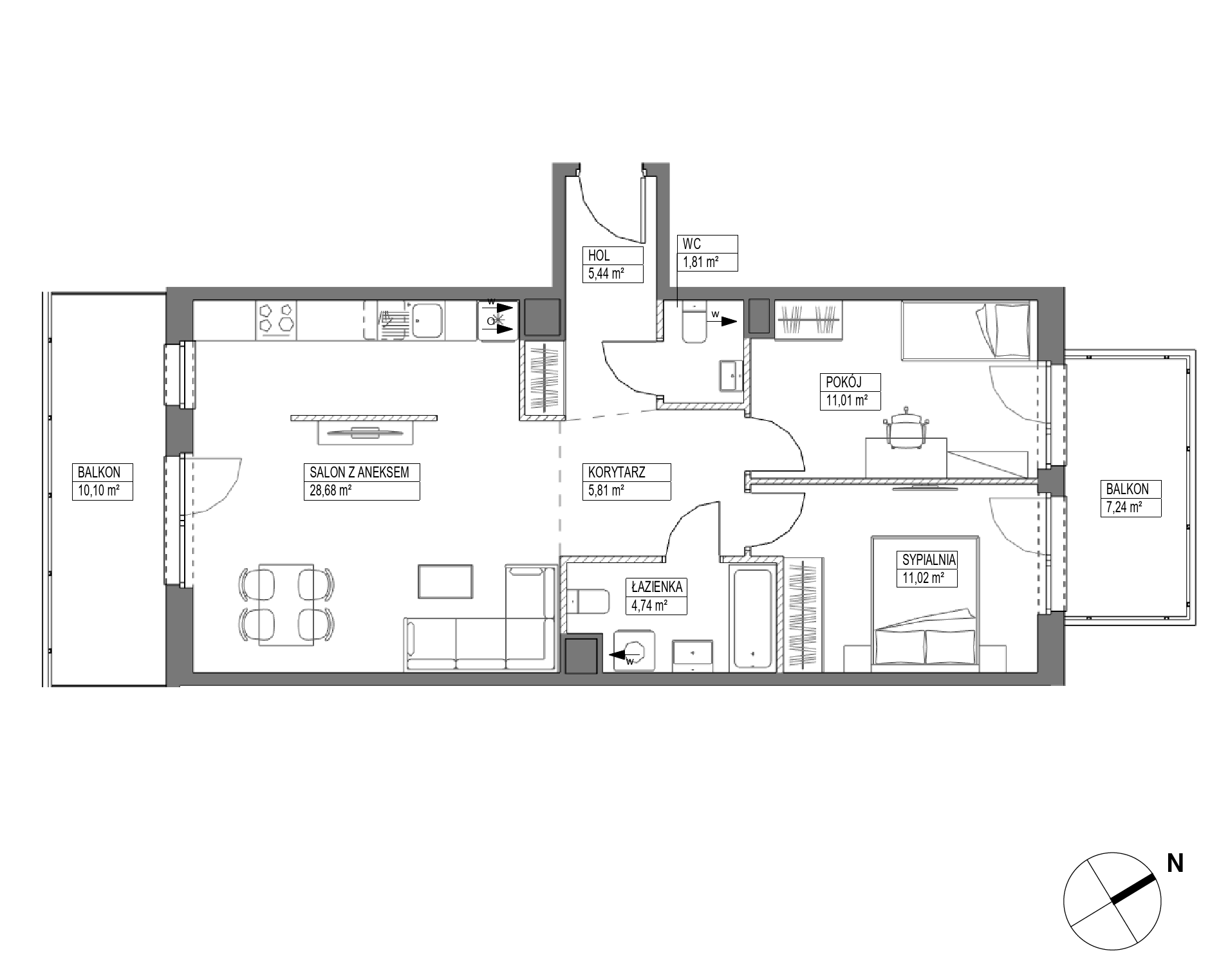 Plan 3 pok. 69m²