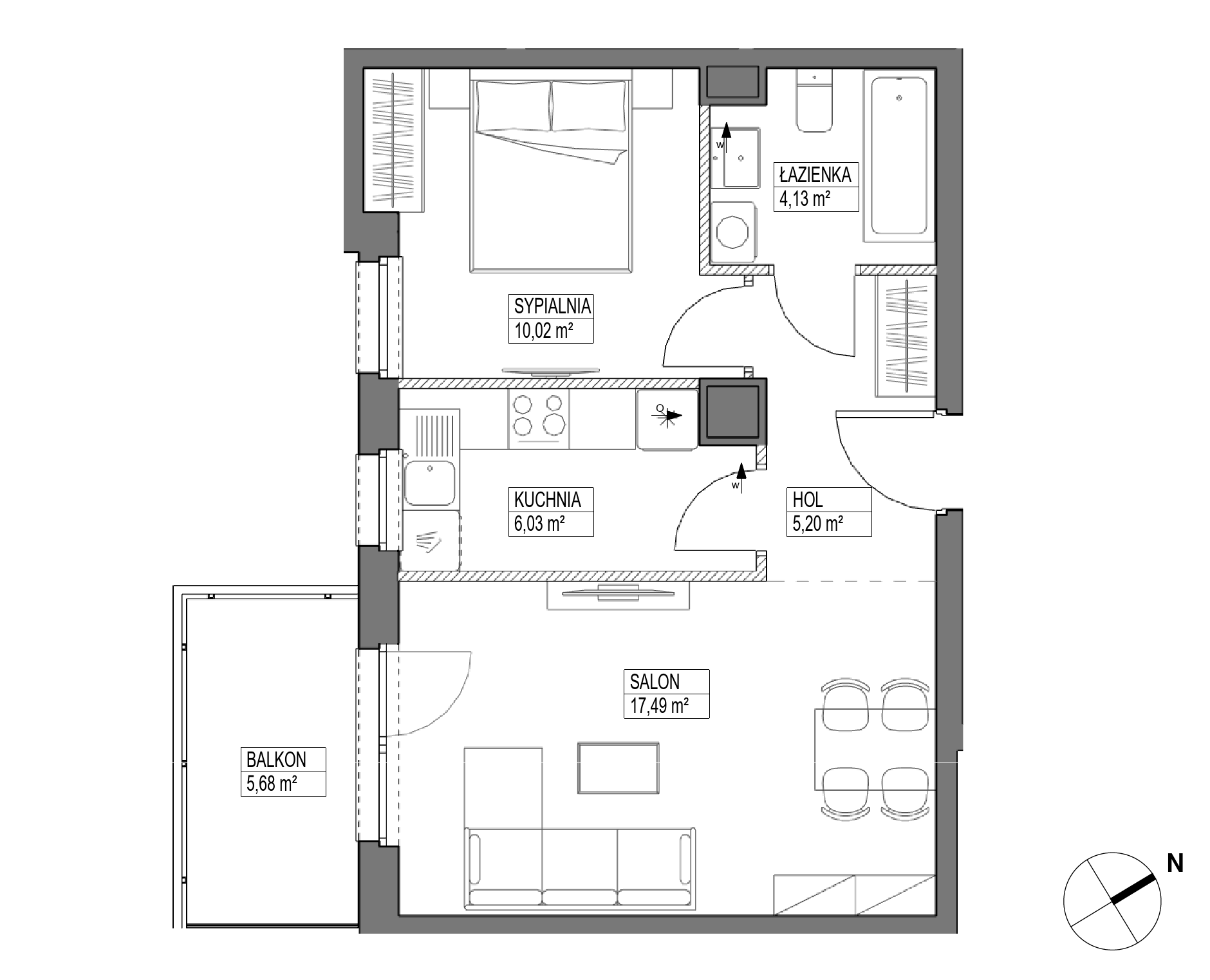 Plan 2 pok. 43m²