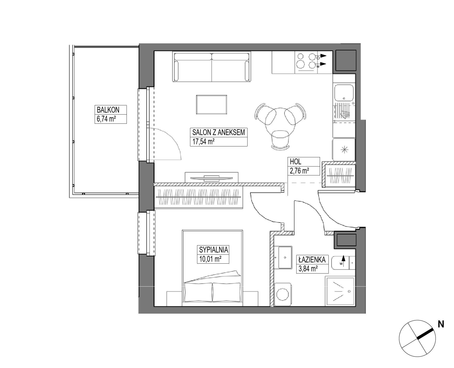 Plan 2 pok. 34m²