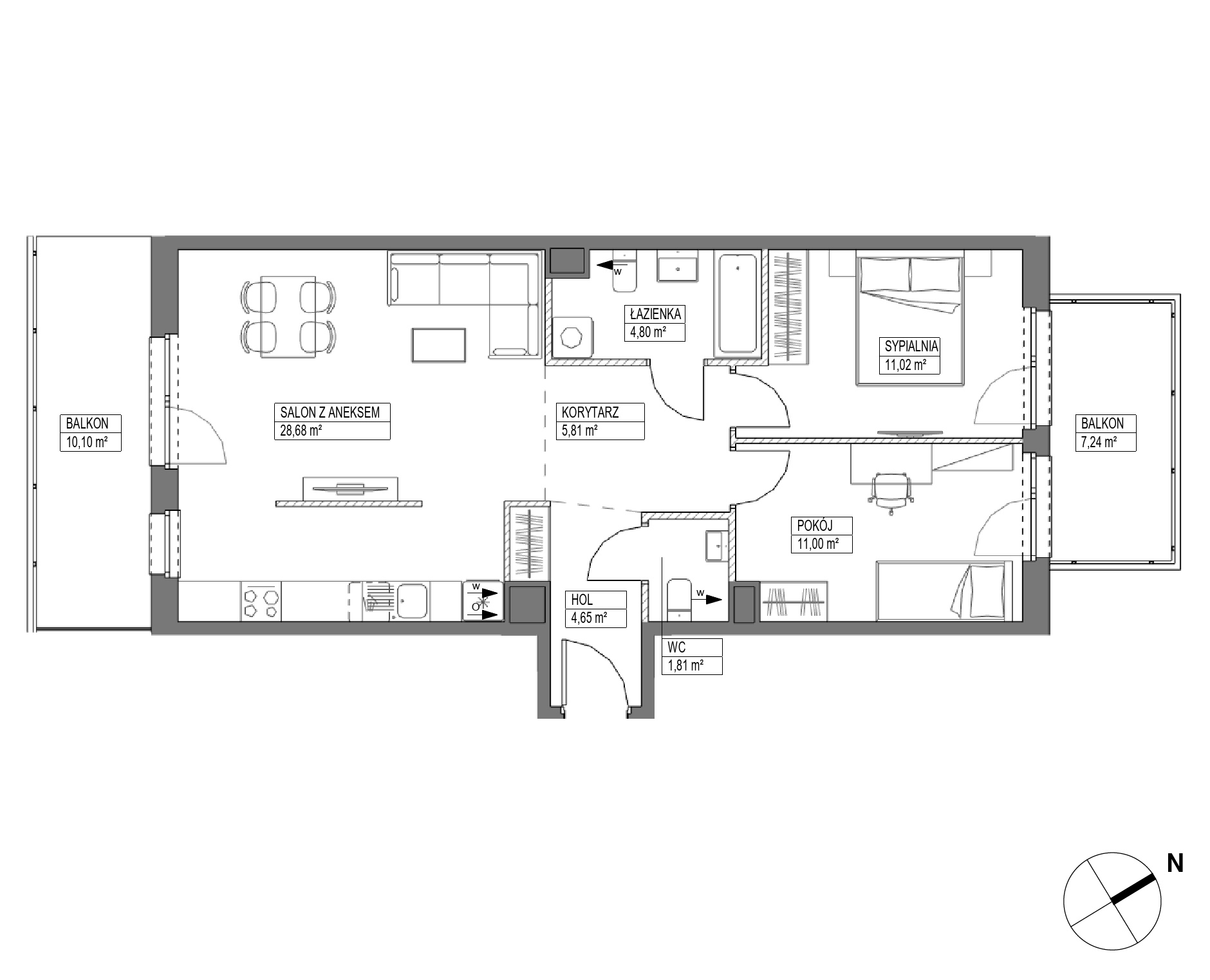 Plan 3 pok. 68m²