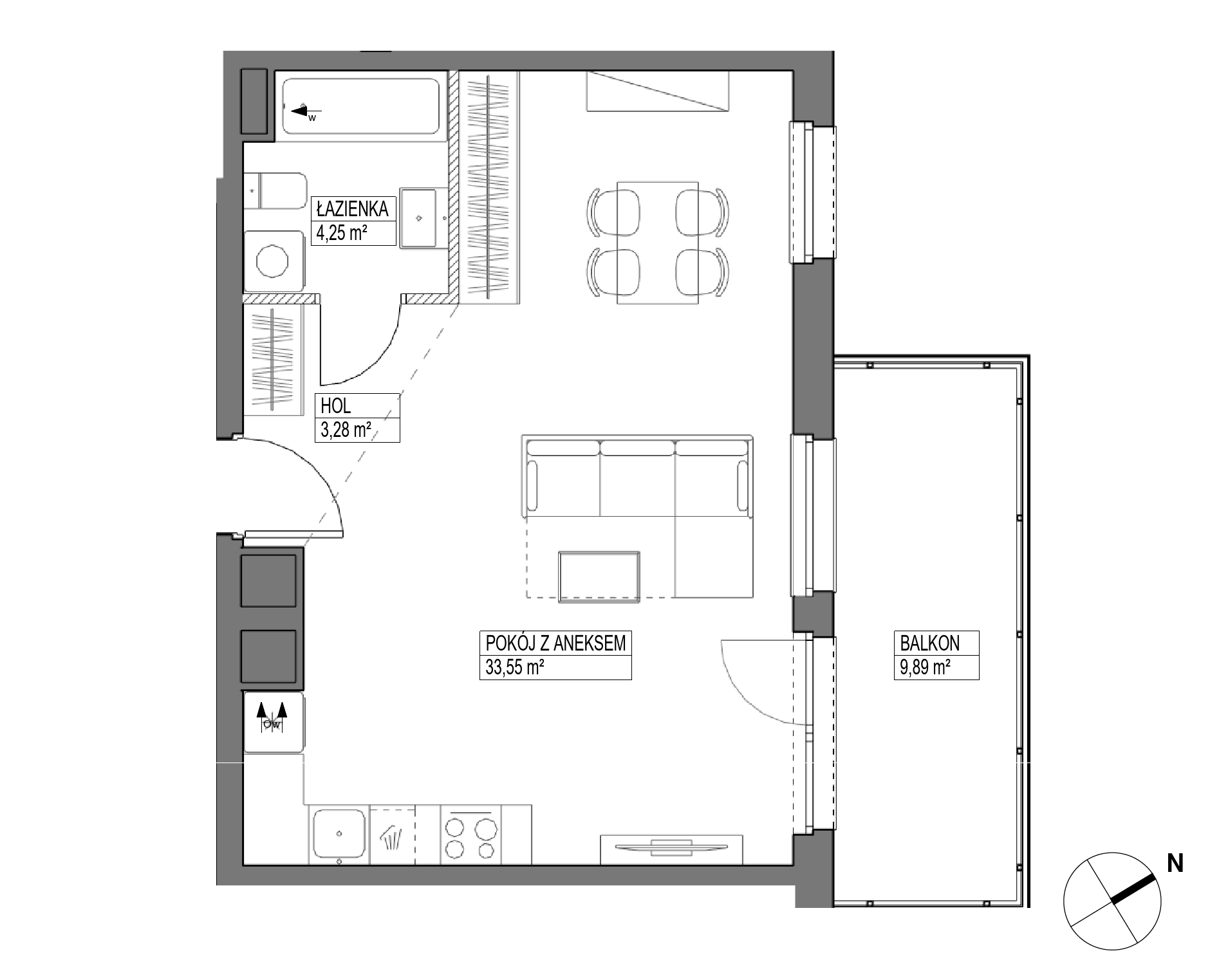 Plan 1 pok. 41m²