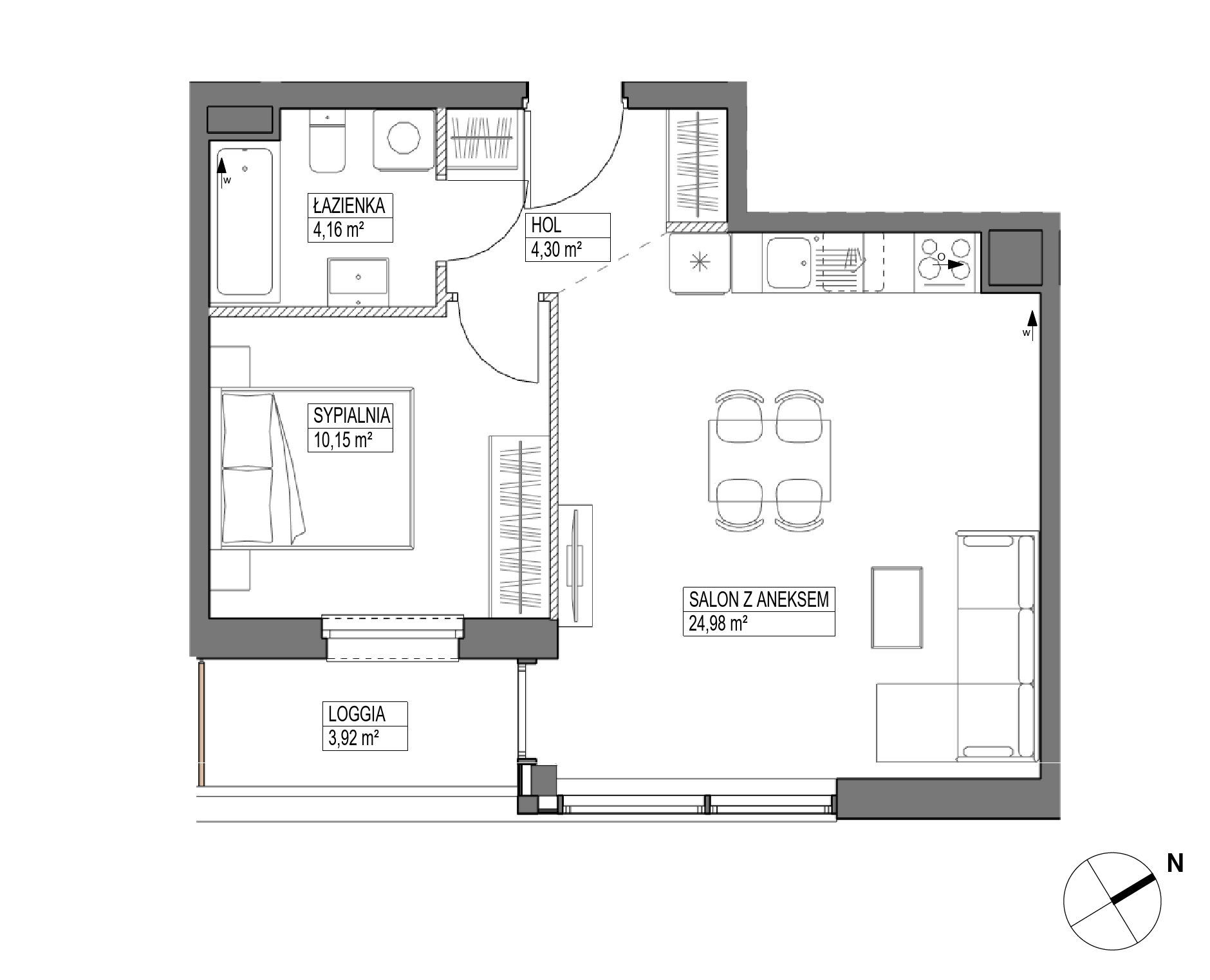 Plan 2 pok. 44m²