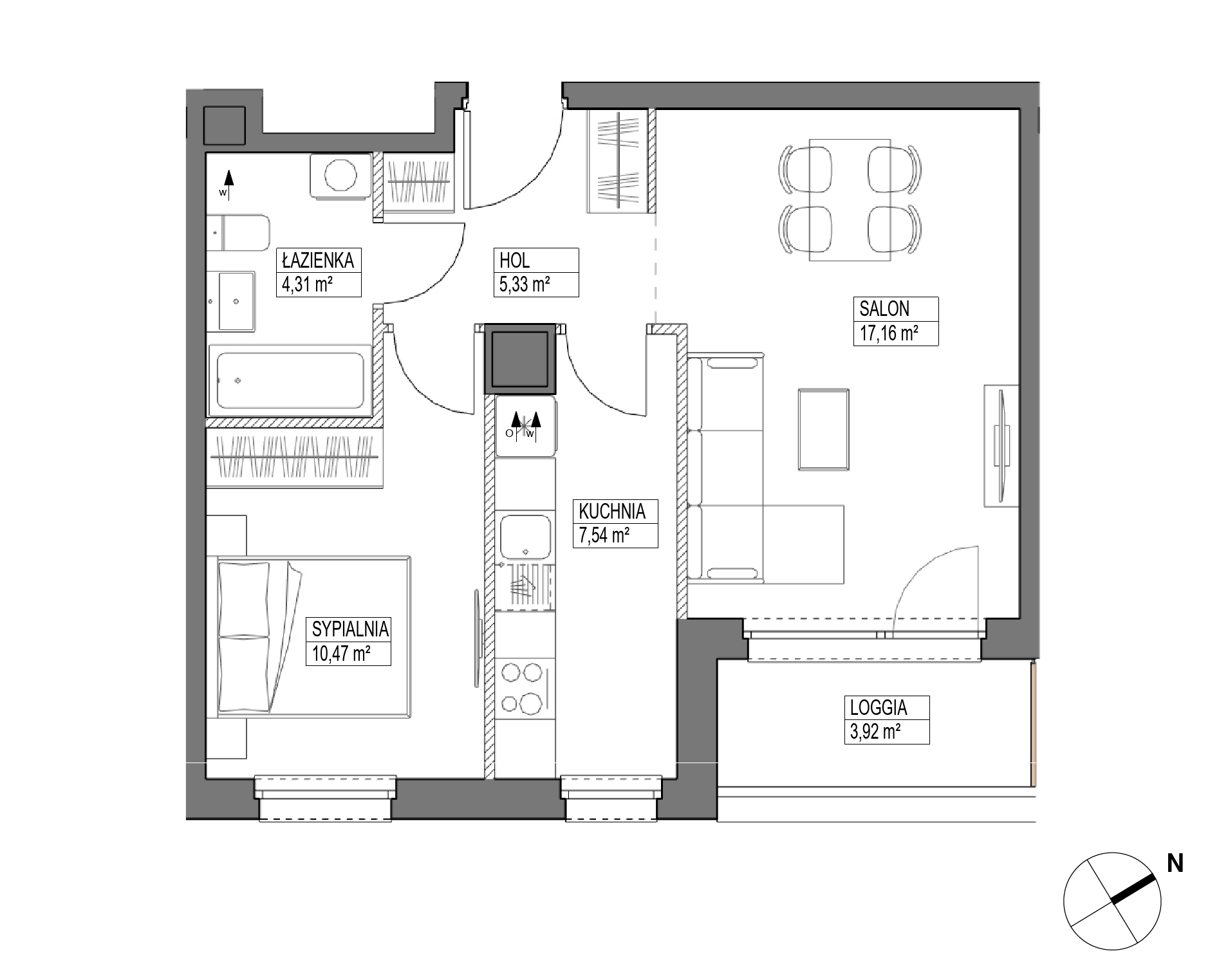 Plan 2 pok. 45m²