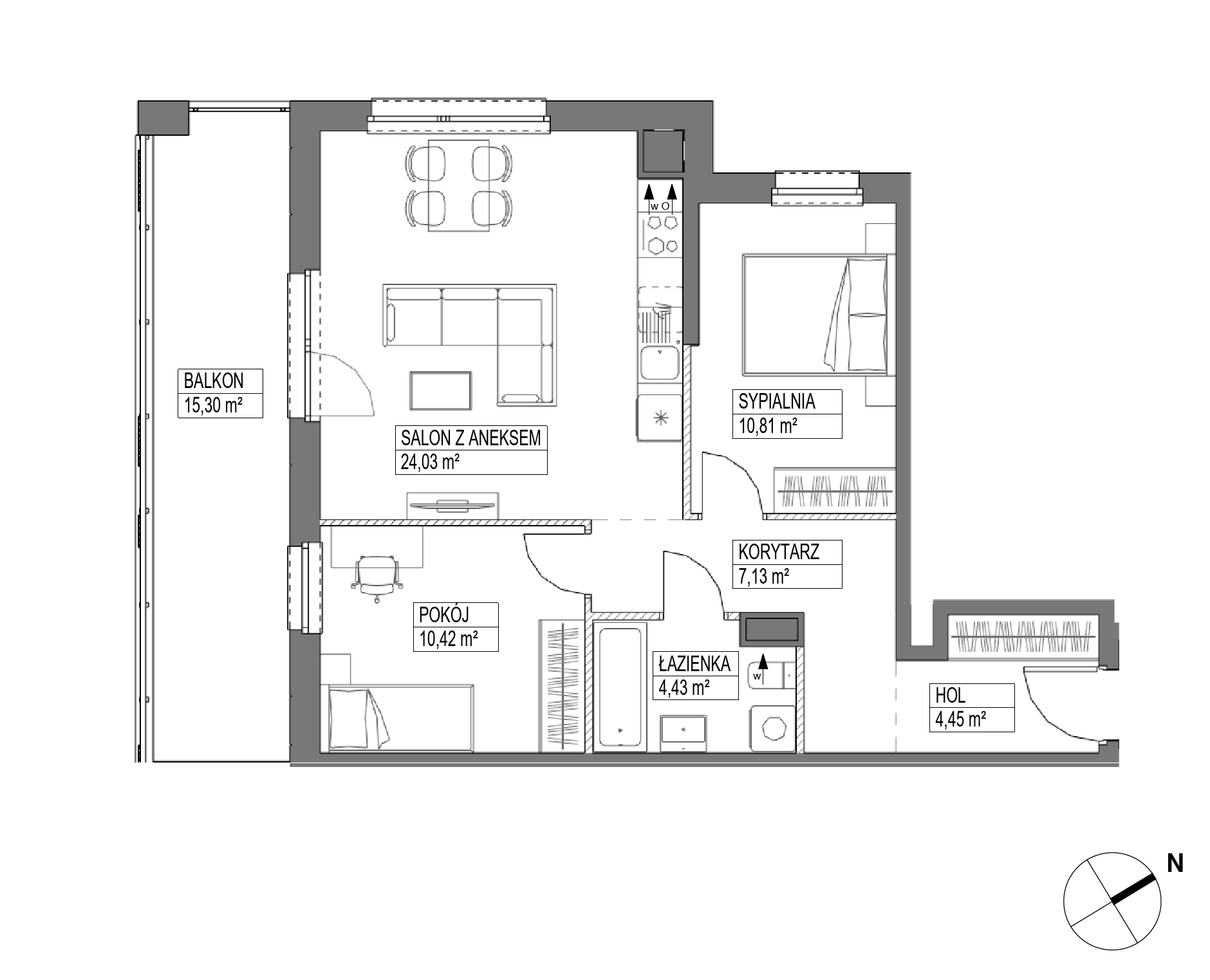 Plan 3 pok. 61m²