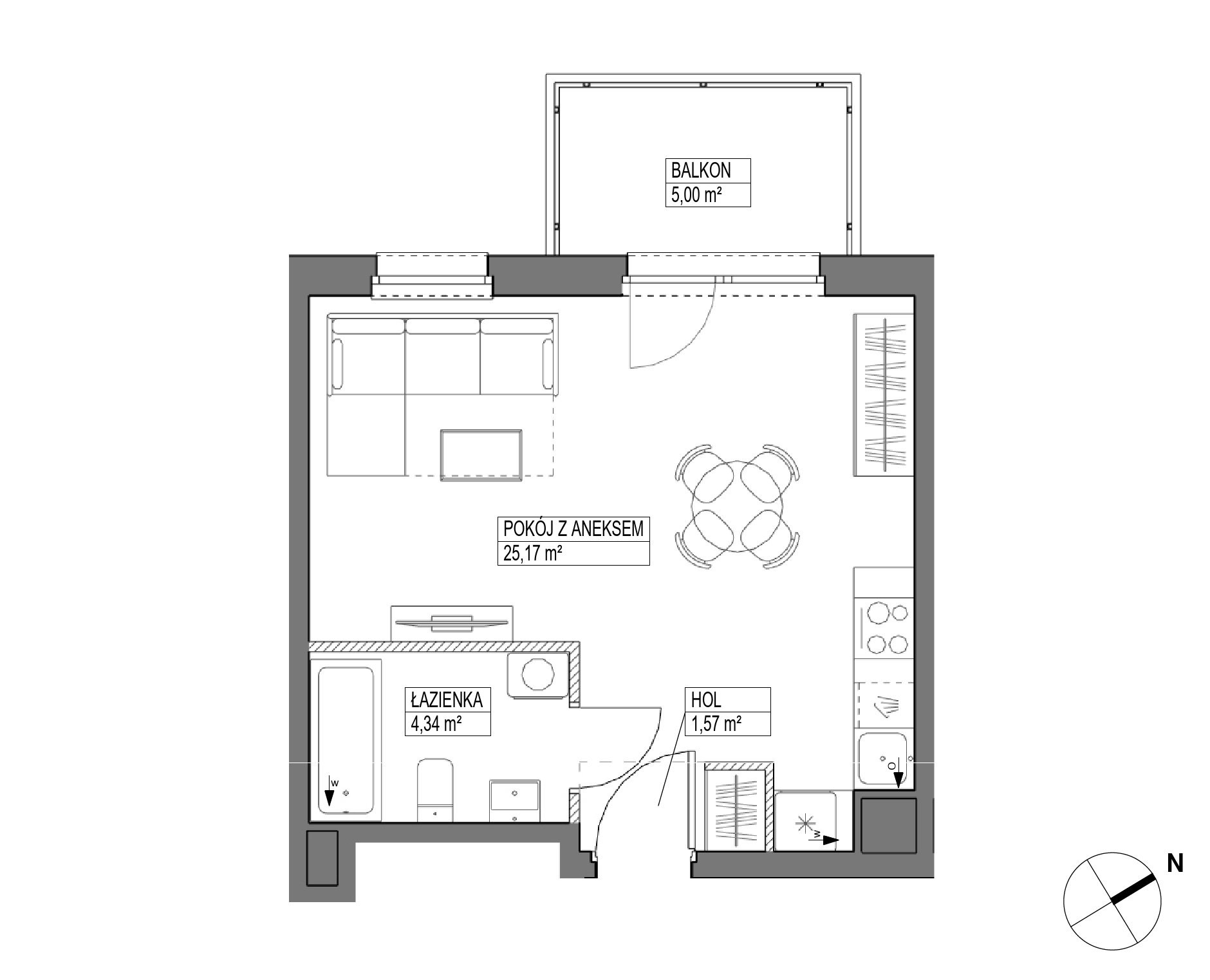 Plan 1 pok. 31m²