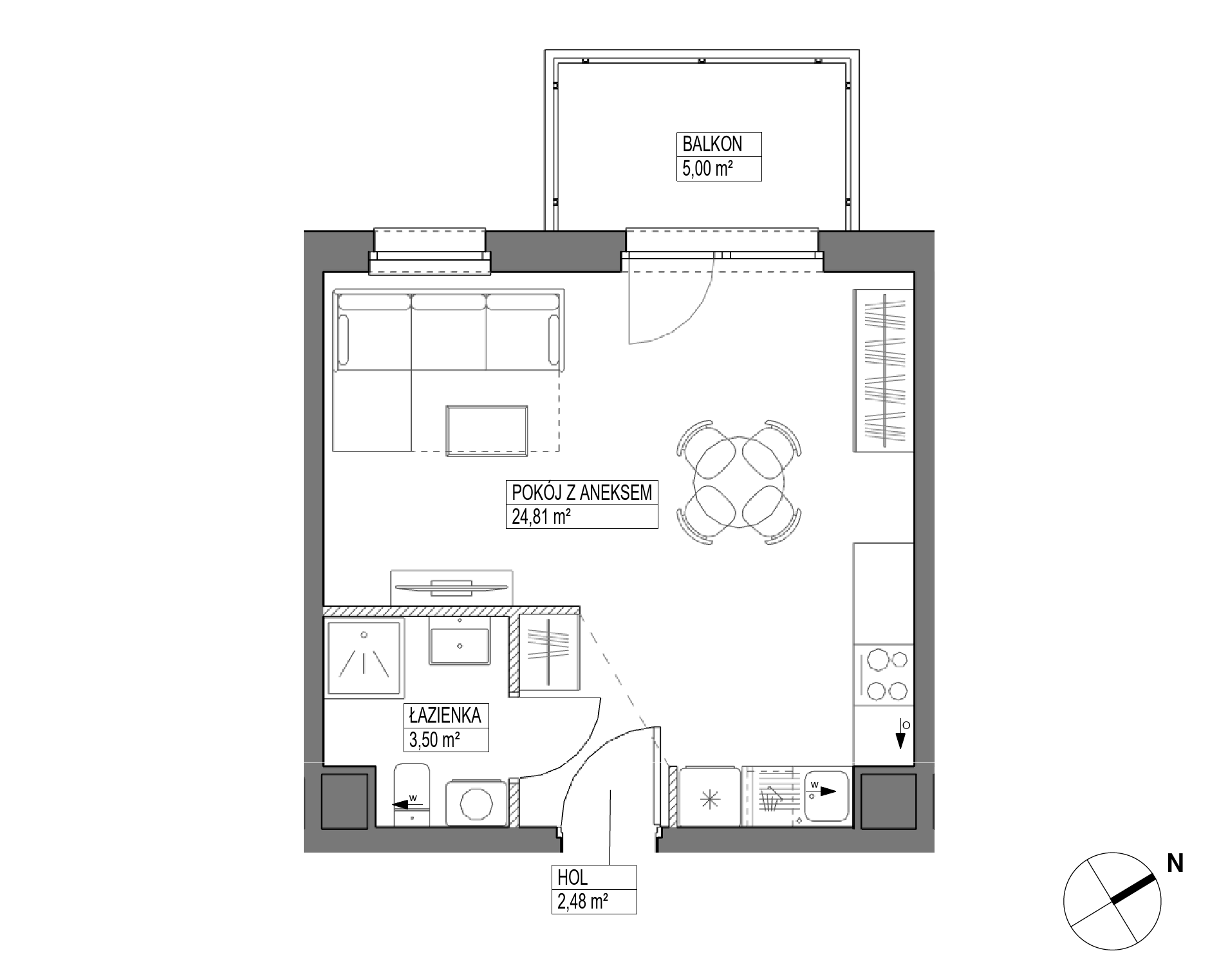 Plan 1 pok. 31m²
