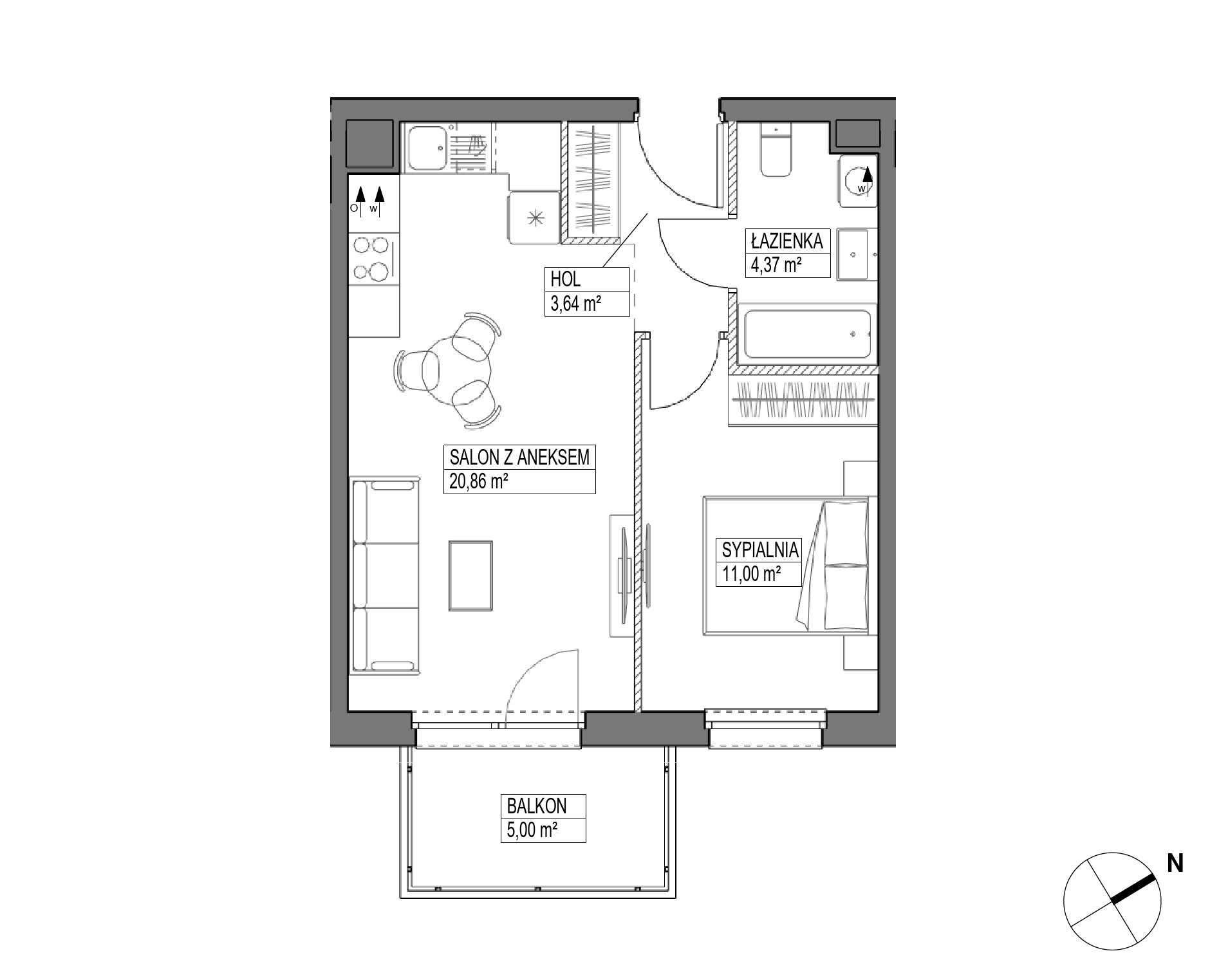 Plan 2 pok. 40m²