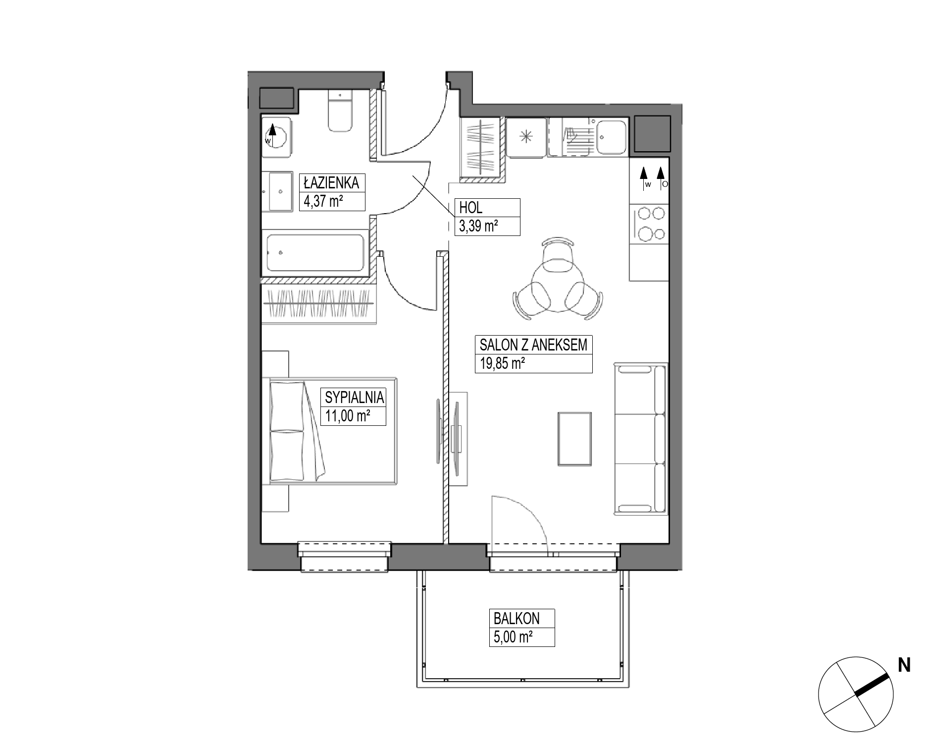 Plan 2 pok. 39m²