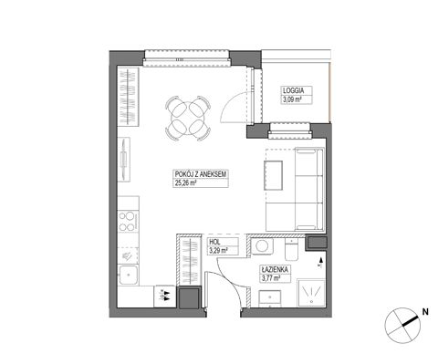 Plan 1 pok. 32m²