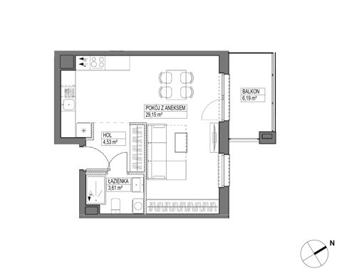 Plan 1 pok. 37m²