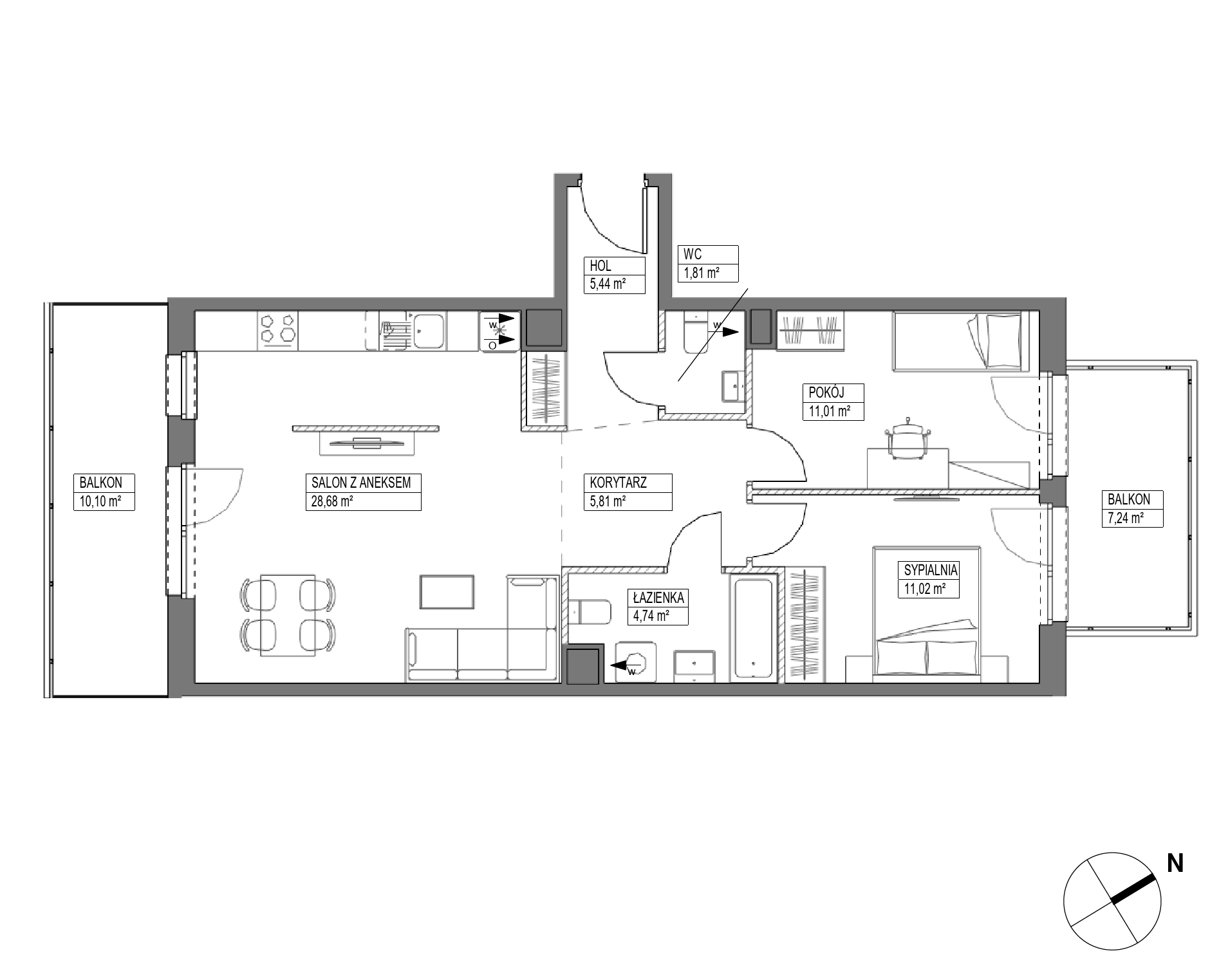 Plan 3 pok. 69m²