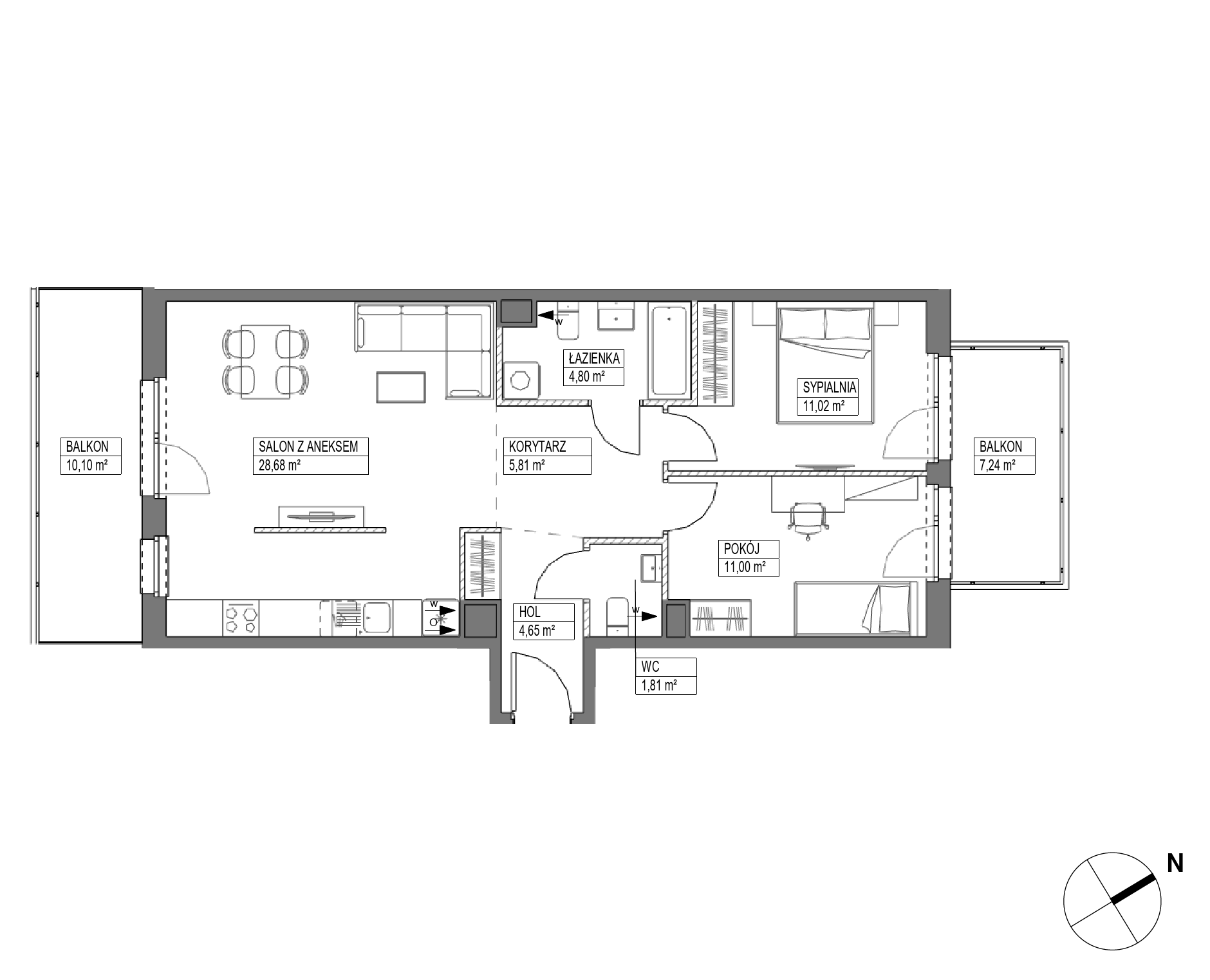 Plan 3 pok. 68m²