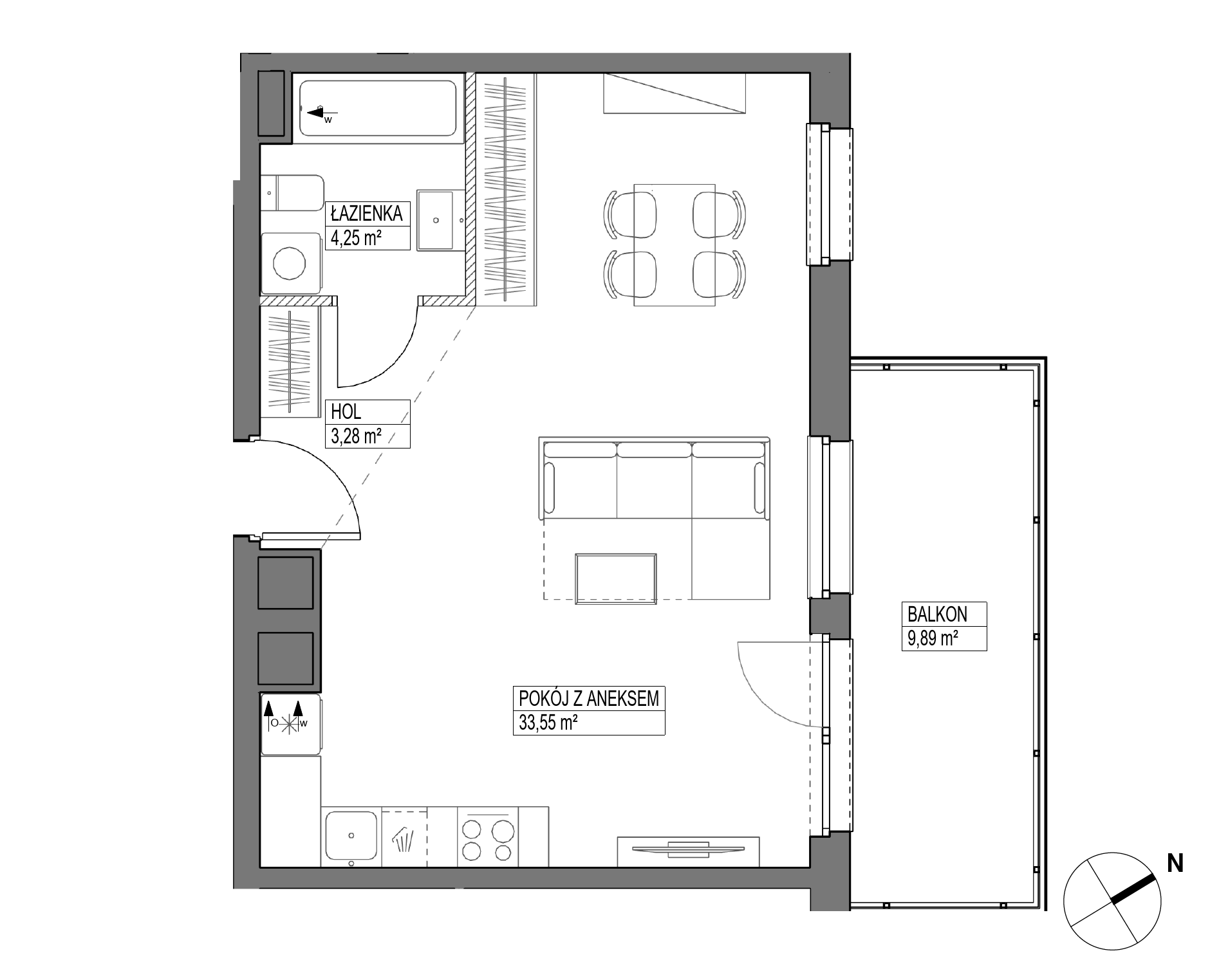 Plan 1 pok. 41m²