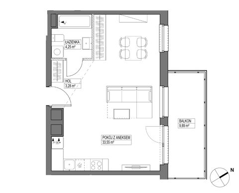 Plan 1 pok. 41m²