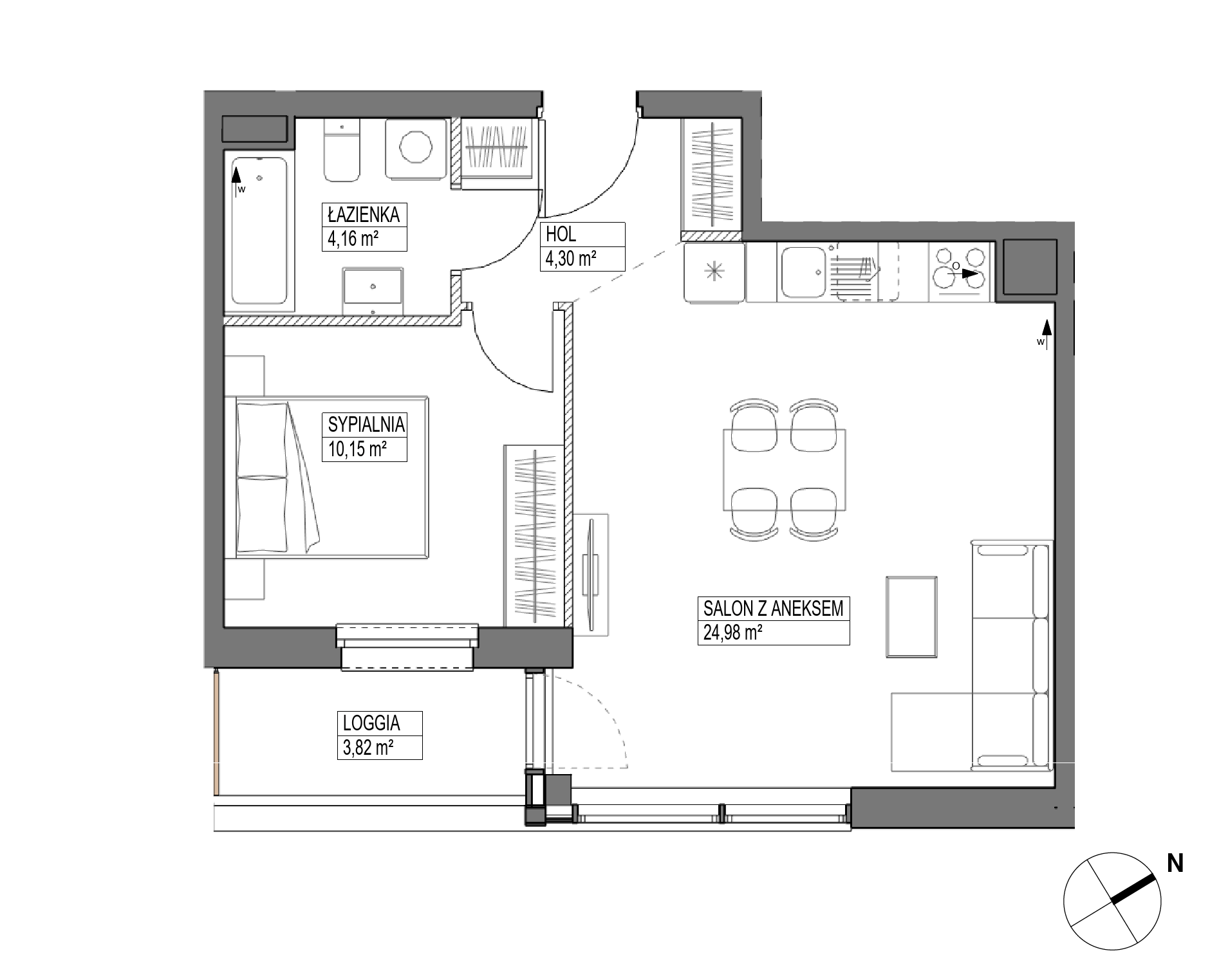 Plan 2 pok. 44m²