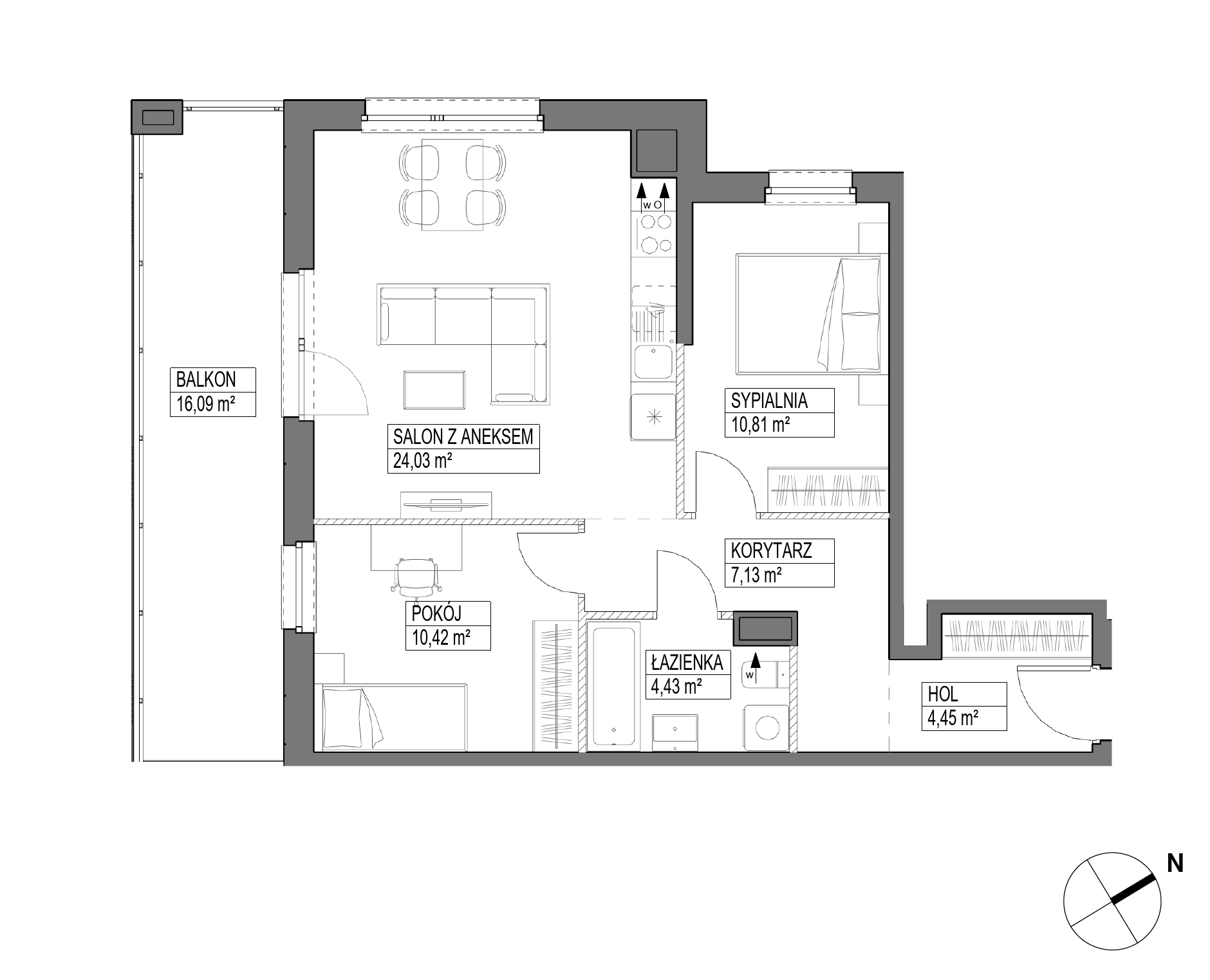 Plan 3 pok. 61m²