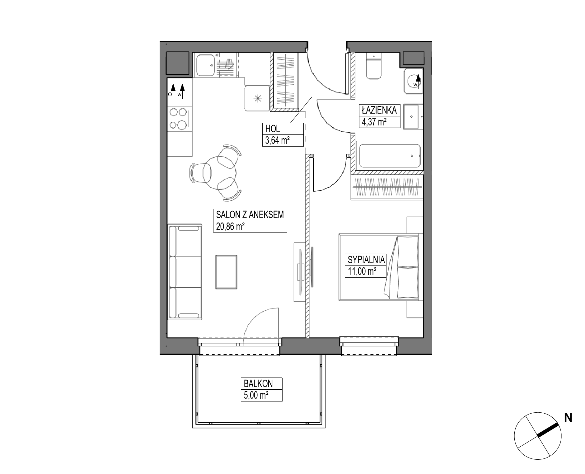 Plan 2 pok. 40m²