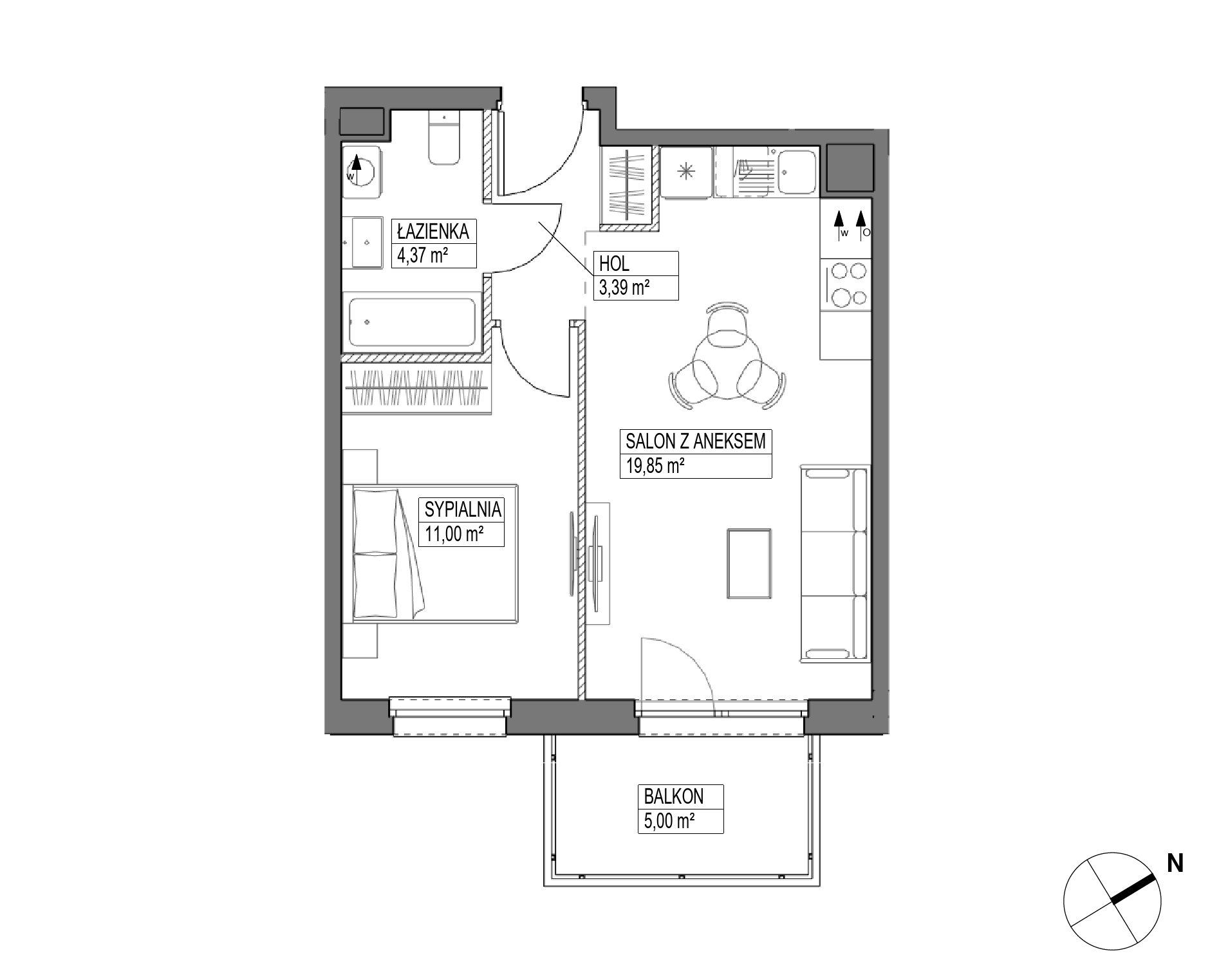 Plan 2 pok. 39m²
